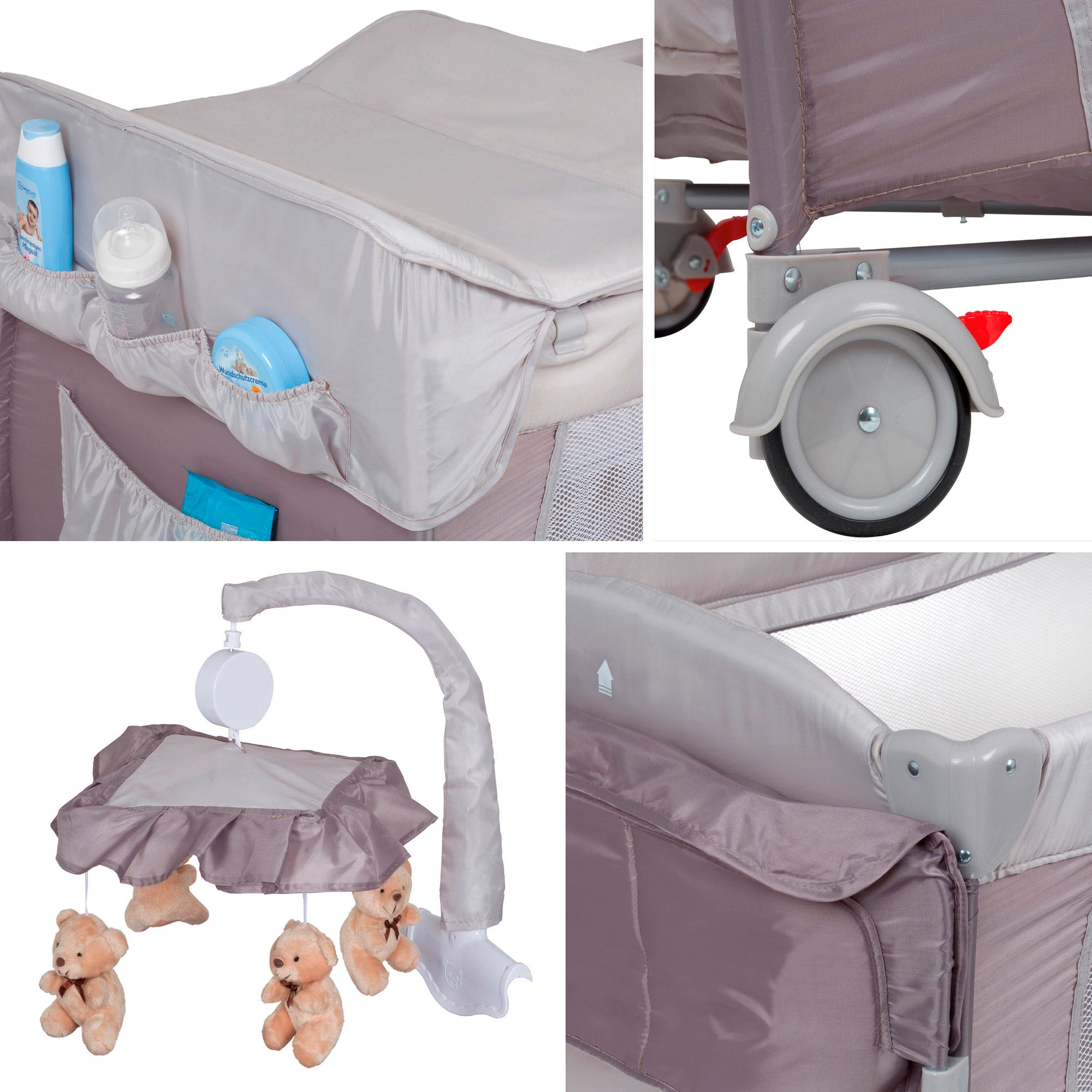 BabyGo Baby-Reisebett »Sleeper Deluxe, beige« mit Musik-Mobile