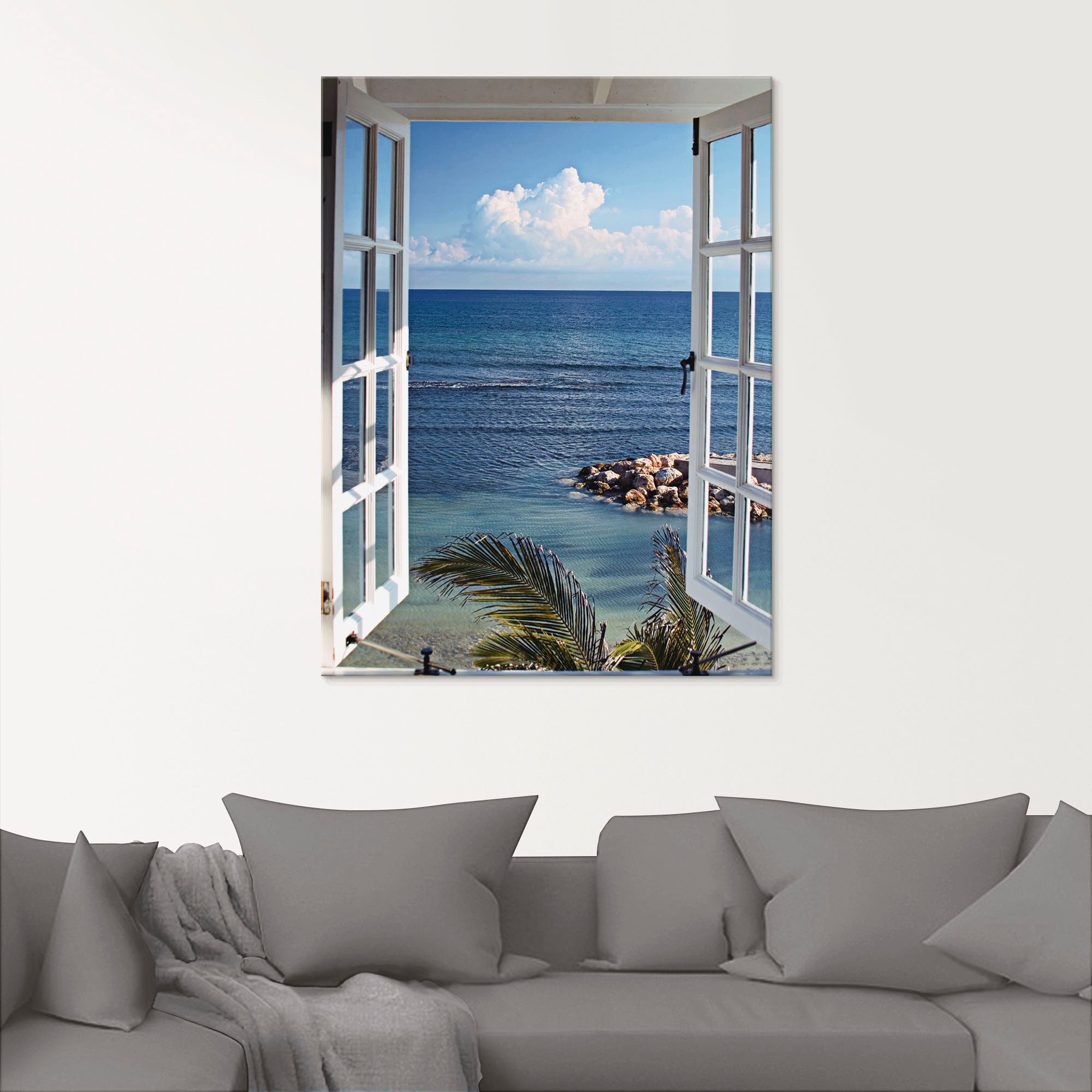 Artland Glasbild "Fenster zum Paradies" Fensterblick 1 Stk. tlg. in verschi günstig online kaufen