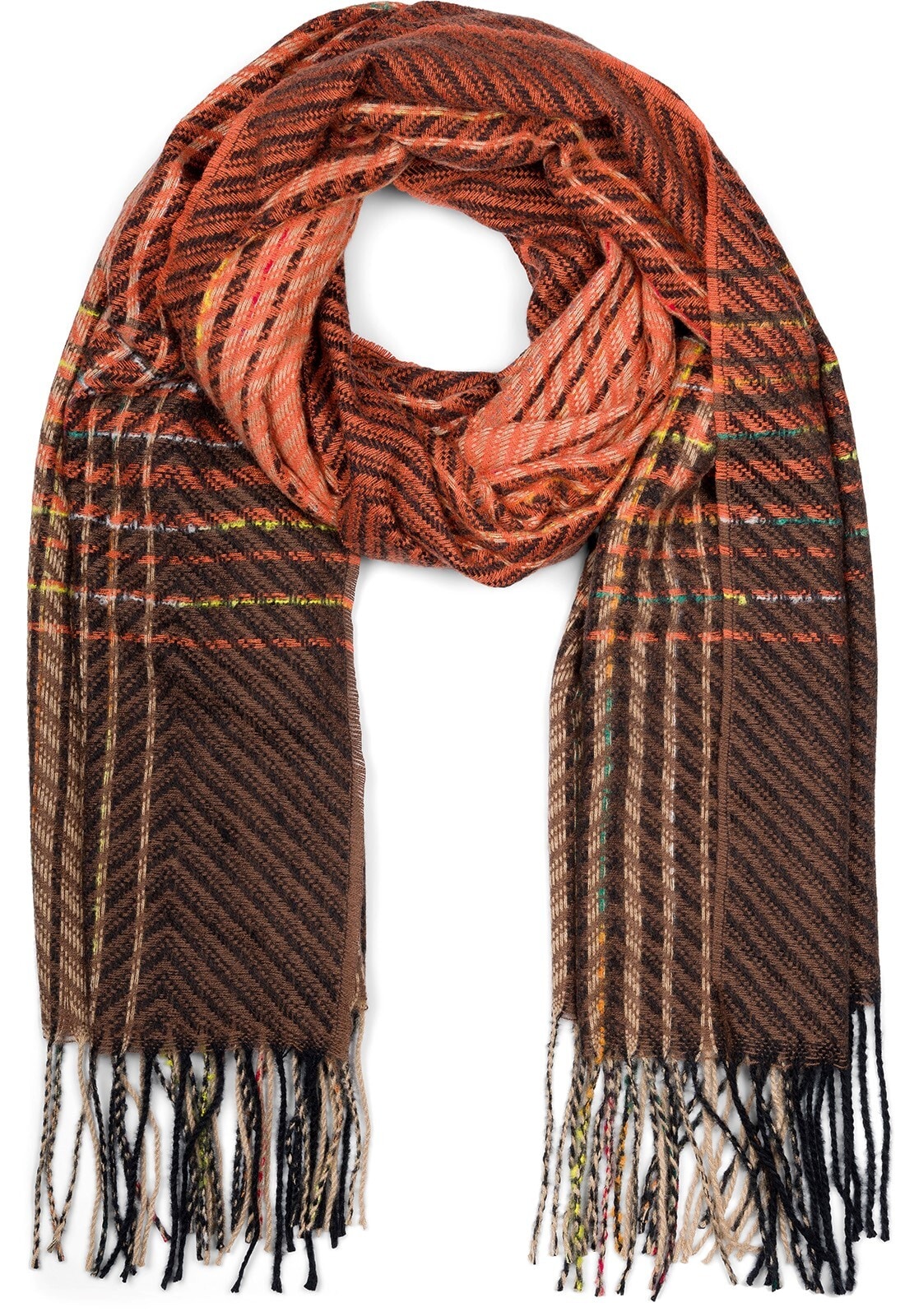 styleBREAKER Strickschal "Feinstrick Schal Zick-Zack gestreift" 1 Stk. günstig online kaufen