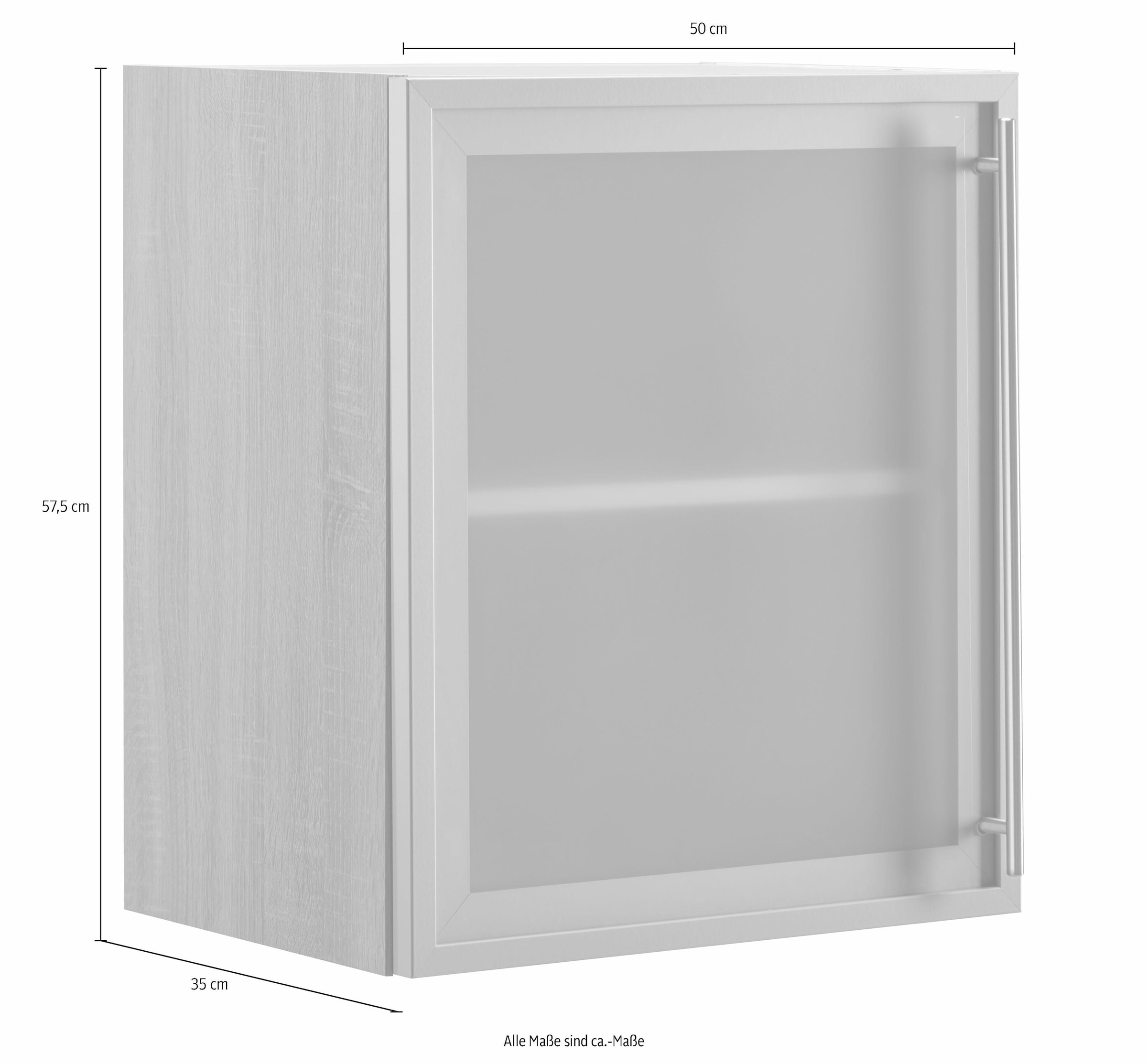 OPTIFIT Glashängeschrank mit Glasrahmentür in Alu-Optik, Breite 50 cm