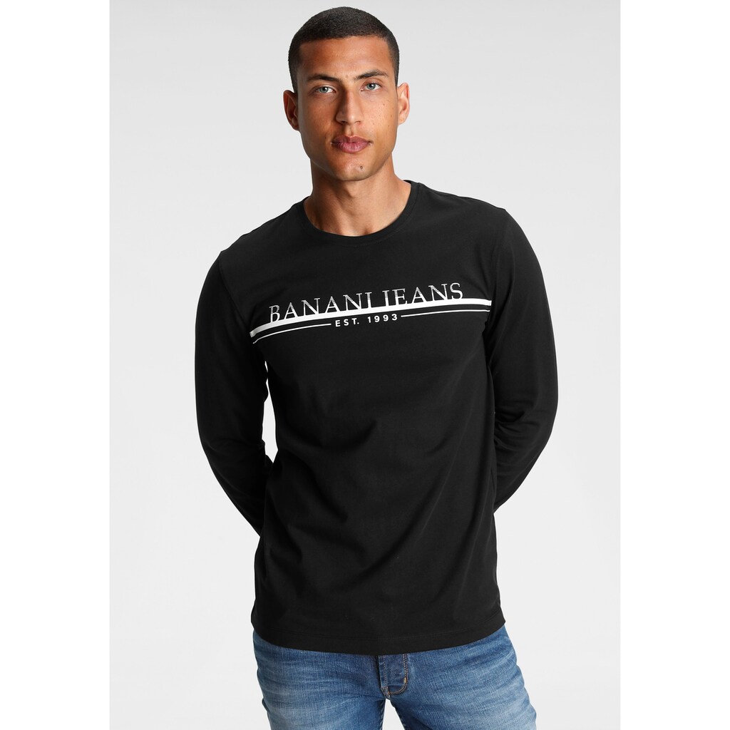 Bruno Banani Langarmshirt, mit Logoprint vorne für | BAUR