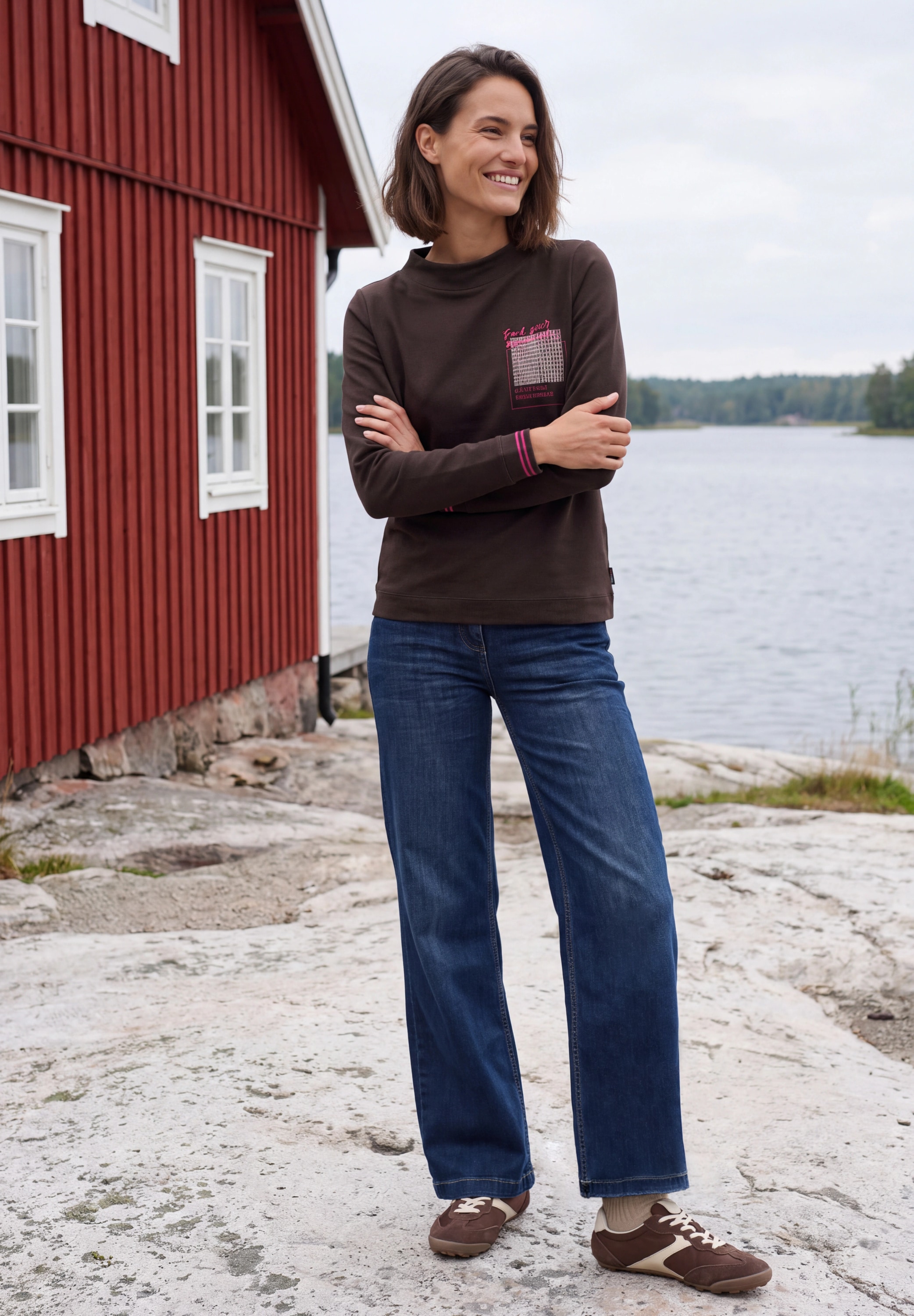 Cecil T-Shirt mit Funnel Neck und Print