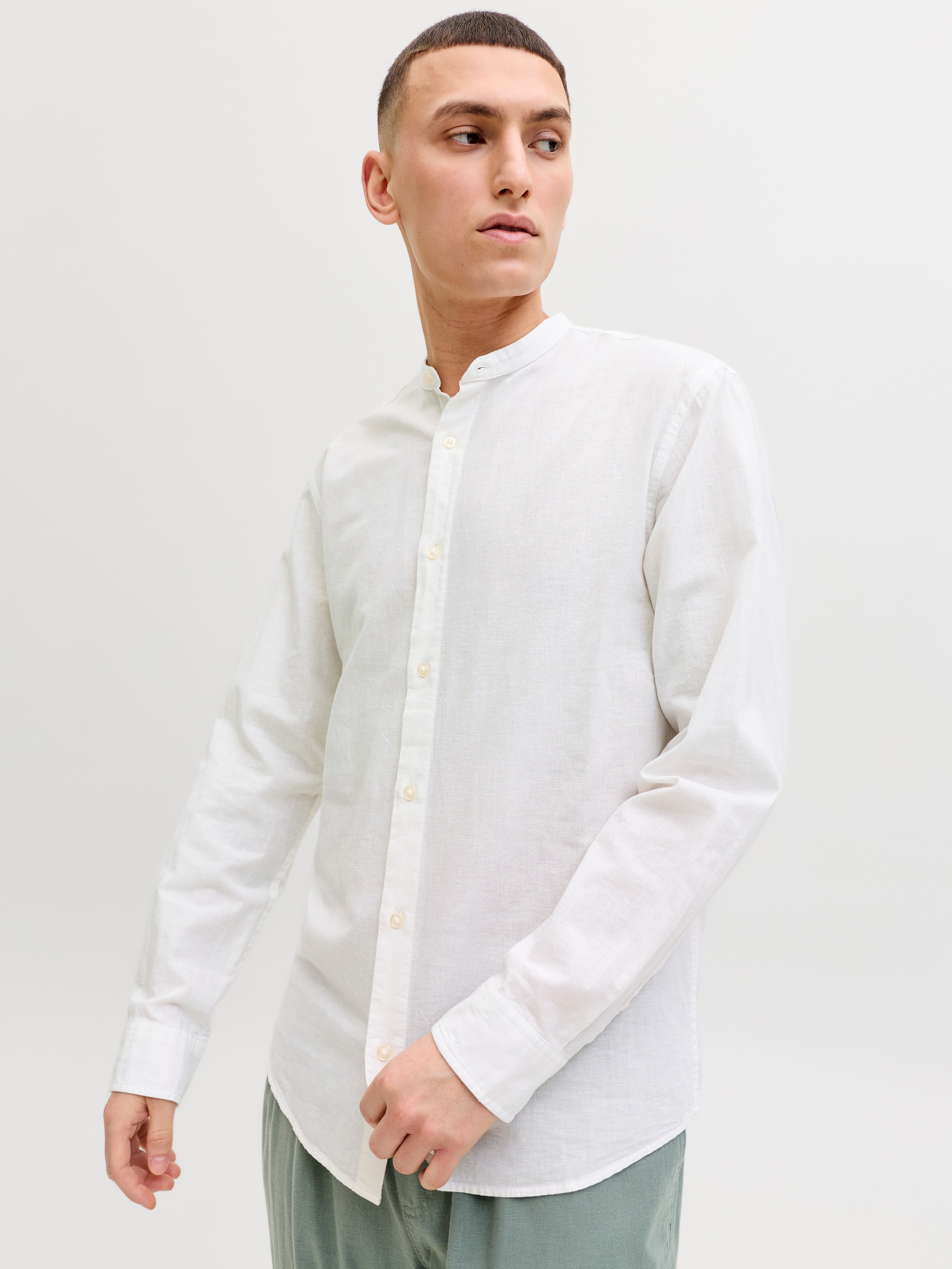 Jack & Jones Langarmhemd "JJEBREEZE LINEN BLEND BAND SHIRT L/S SN" mit Steh günstig online kaufen