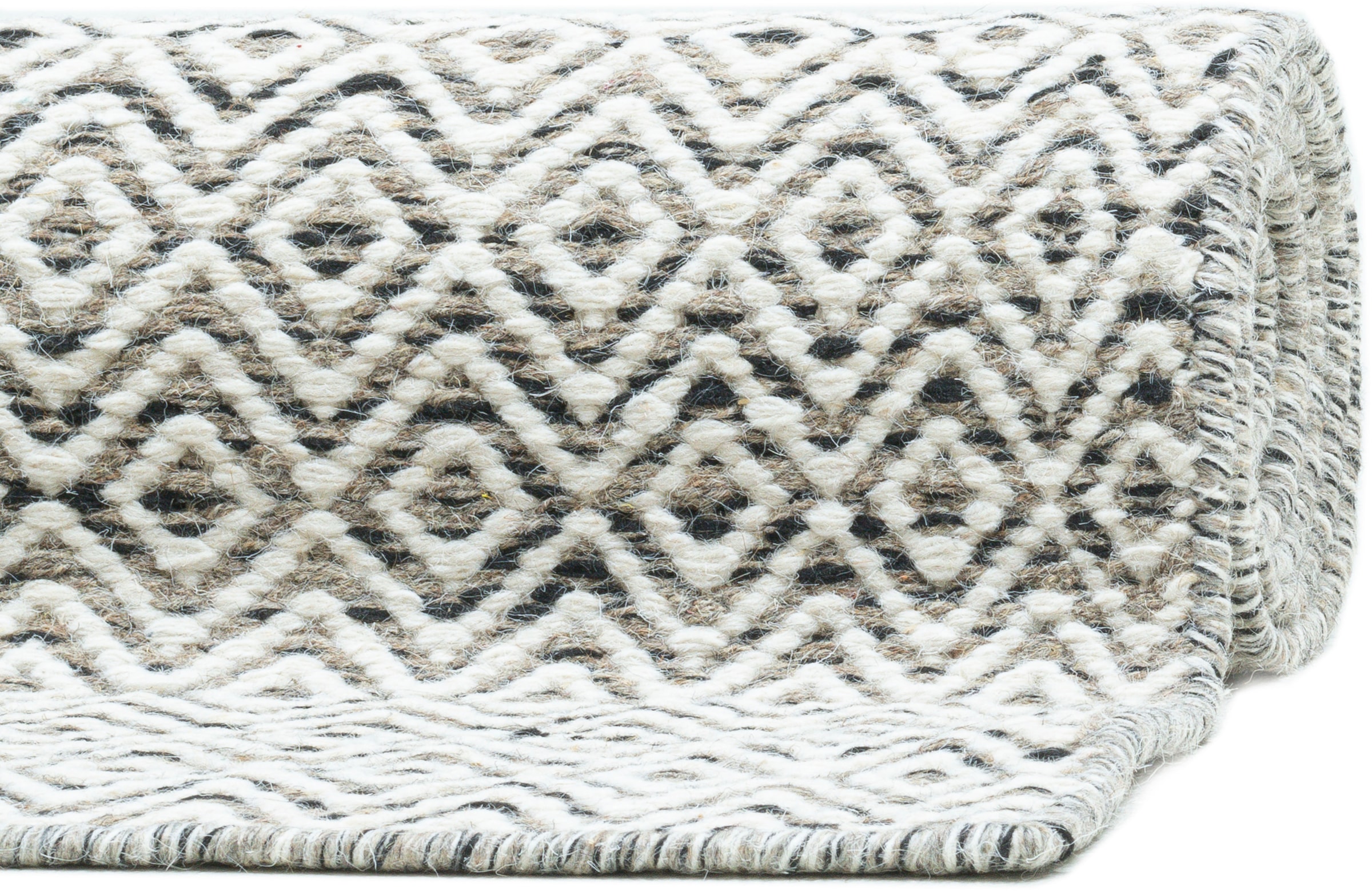 my home Wollteppich »Daoulas«, rechteckig, 10 mm Höhe, Handweb Teppich, reine Wolle, modernes Rauten Muster, Scandi Design