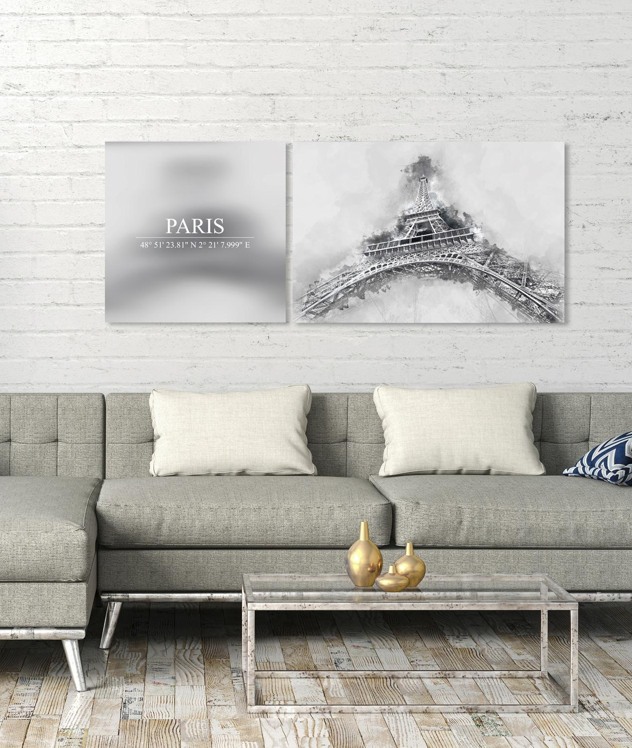 queence Leinwandbild "Paris", Elemente der Architektur-Paris-Kunst-Sprüche- günstig online kaufen