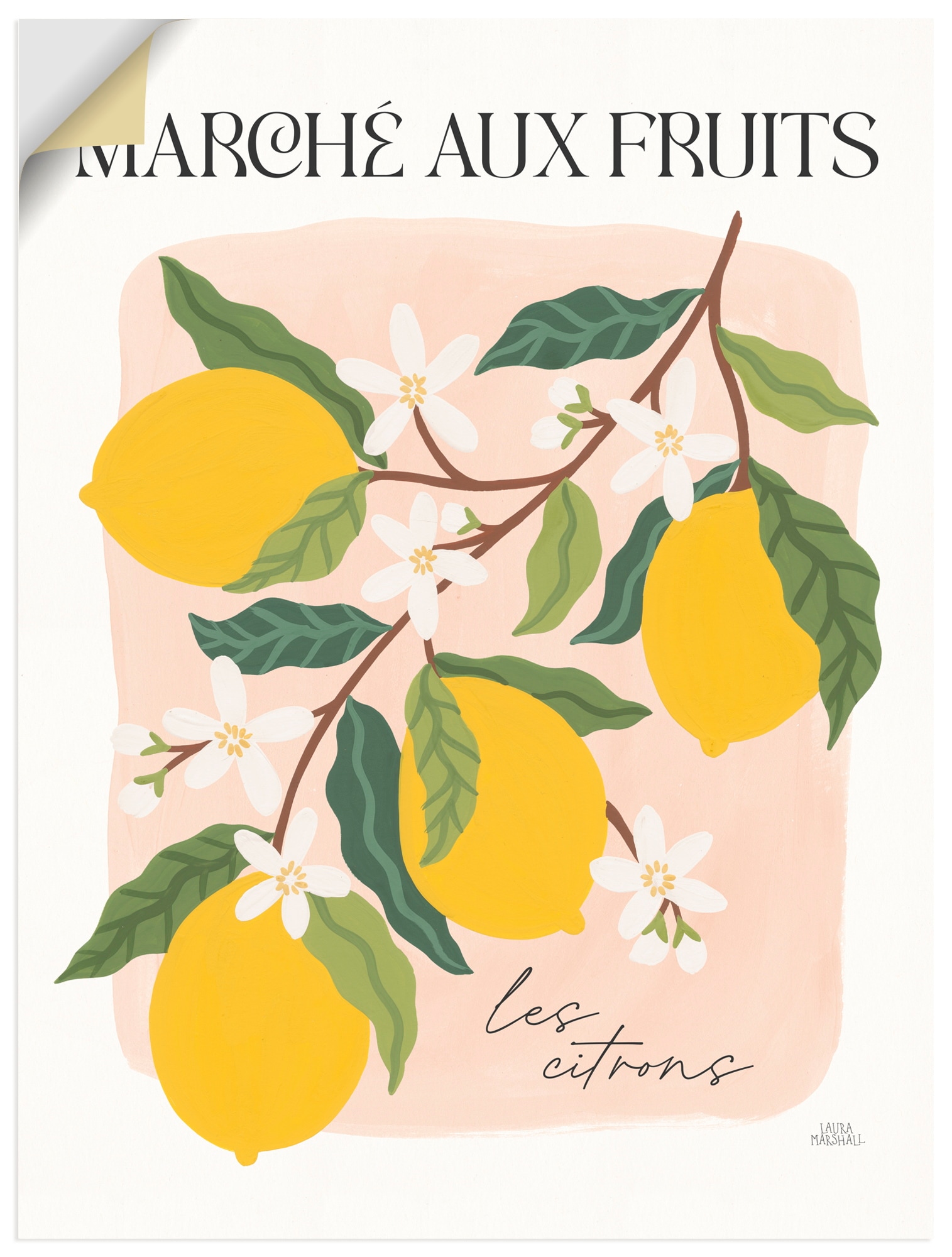 Wandbild ARTLAND "Marche aux Fruits II", farbe bild(er): gelb, B:45cm H:60cm, Bilder, als Alubild, Leinwandbild, Poster, Wandaufkleber in verschied. Größen