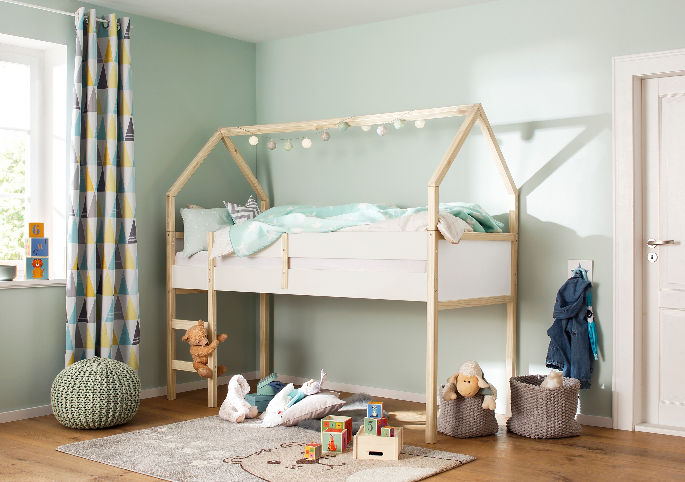 OTTO home Hochbett "Janne" Kiefernholz, Einzelbett, inklusive Holzleiter, L günstig online kaufen