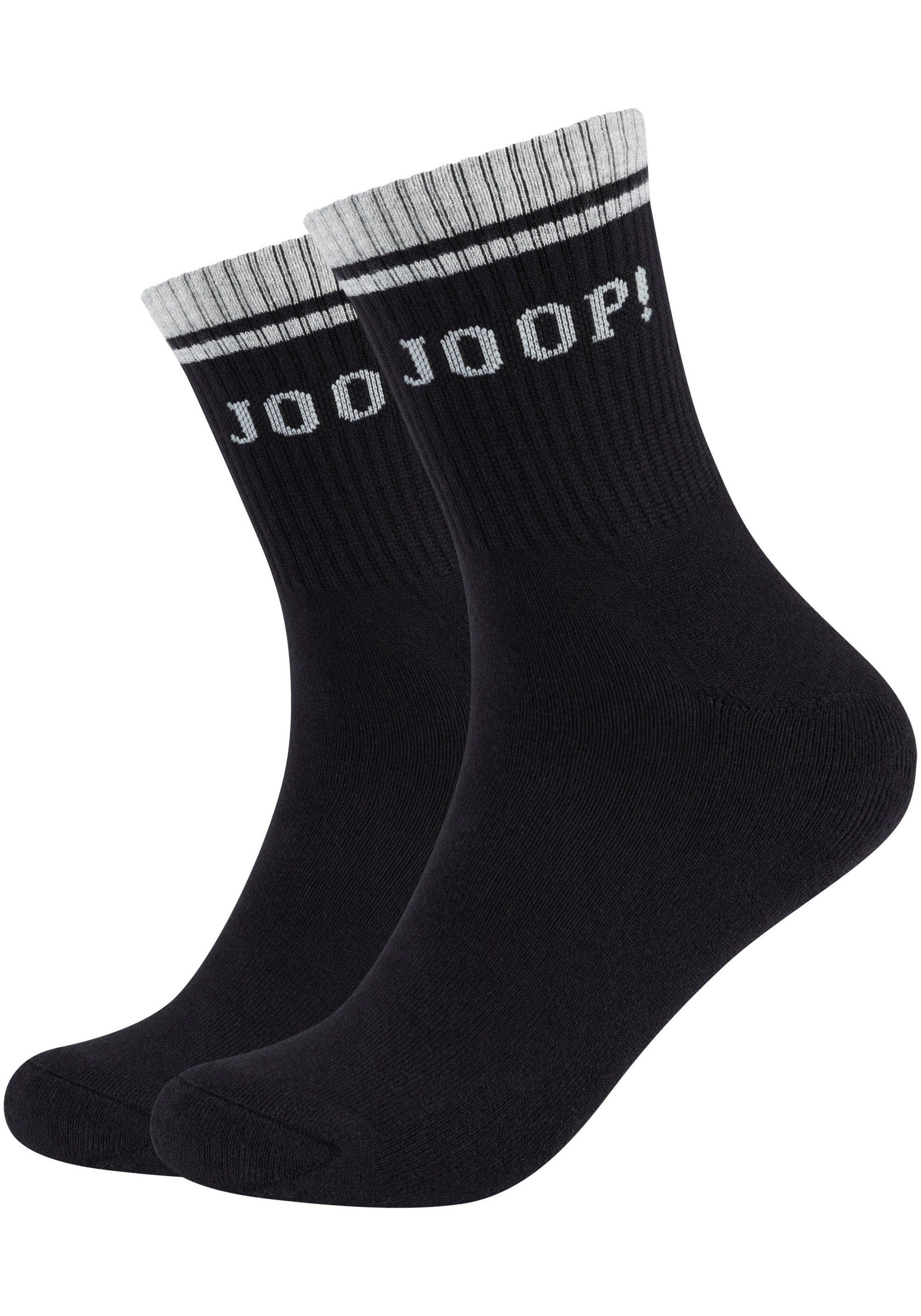 Joop! Tennissocken JOOP "premium casual", Gr. 43-46, grau (weiß, grau), Materialmix, gestreift, normal, Socken Tennissocken, mit verstärkter Ferse und Zehen