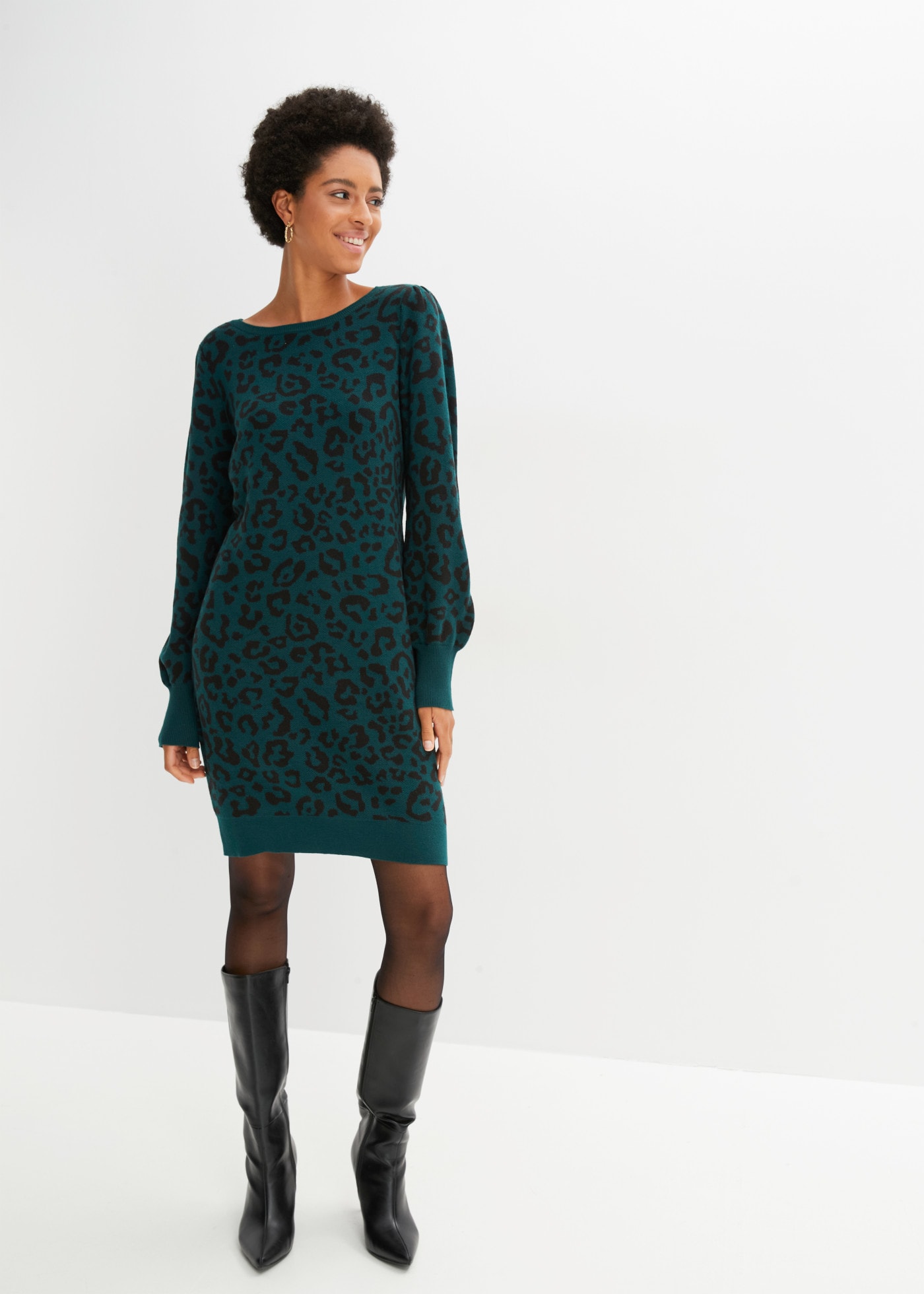 bonprix Strickkleid »Strickkleid« ohne Verschluss, ca. Mitte Oberschenkel lang, Slim Fit