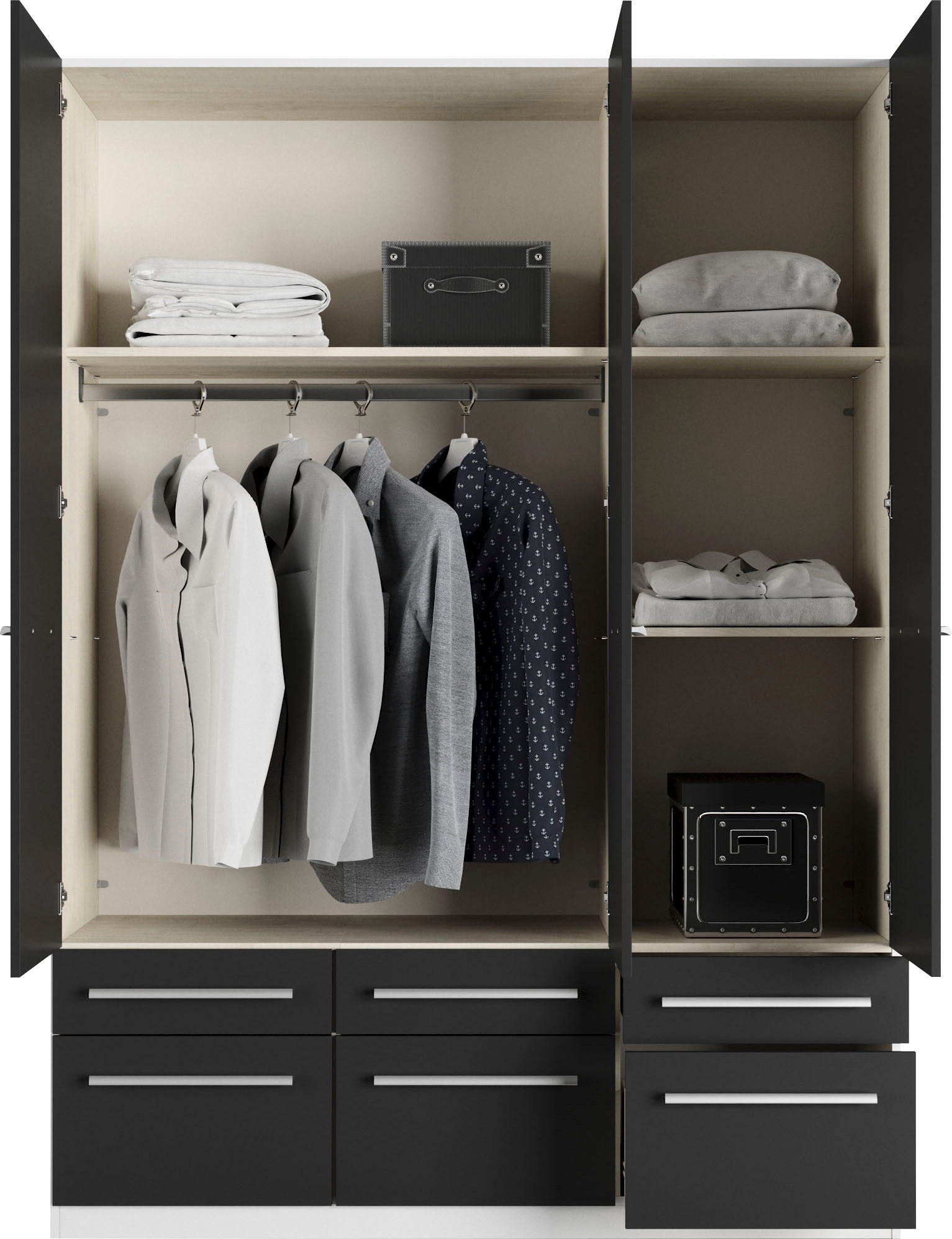 priess Kleiderschrank »Schrank Garderobe Wäscheschrank Barcelona in 5 Breiten«, viel Stauraum, geräumige Schubkästen, mit Spiegel, MADE IN GERMANY