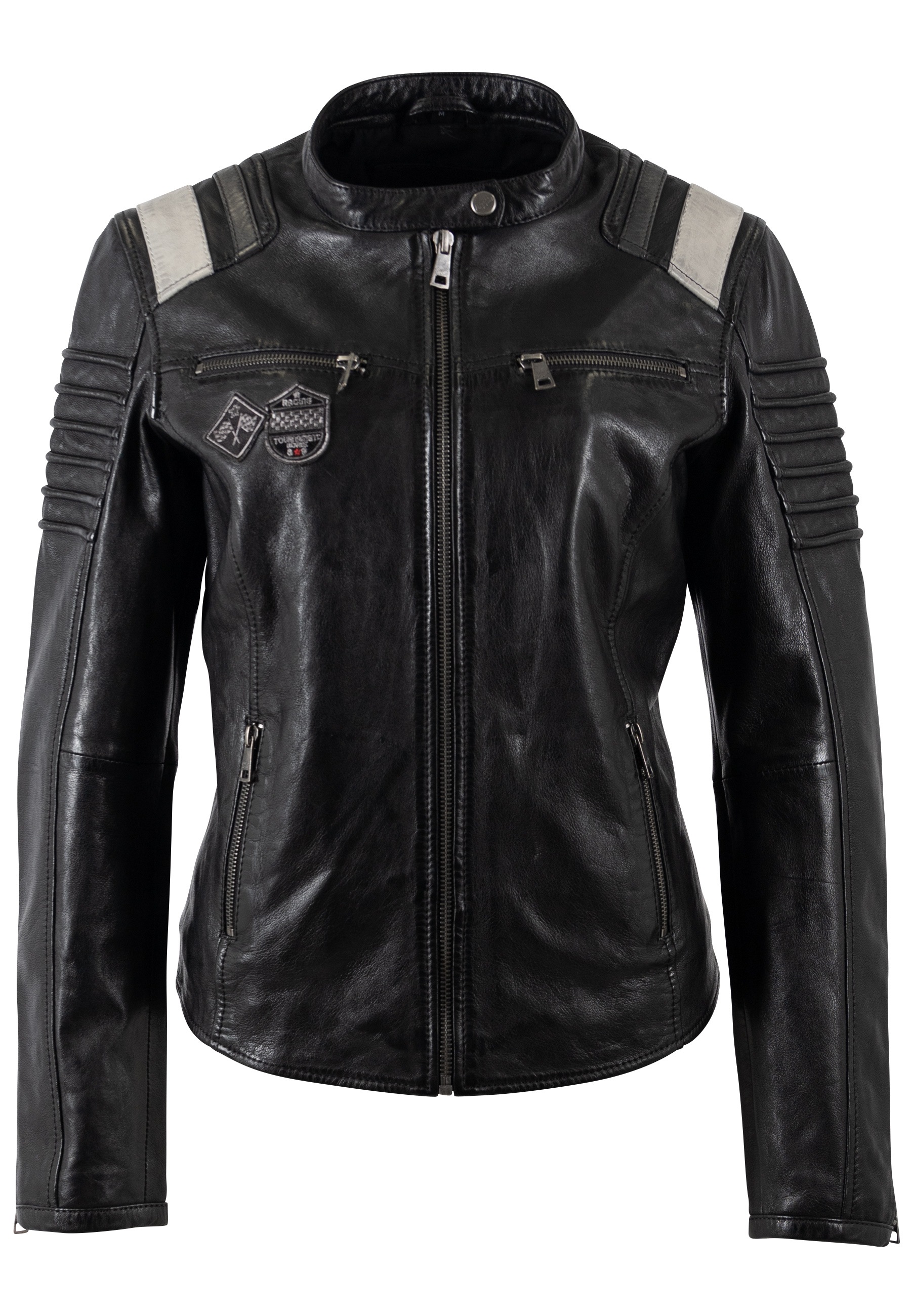 Mauritius Lederjacke "MWAgatha" Racerjacke mit Lederpatches günstig online kaufen