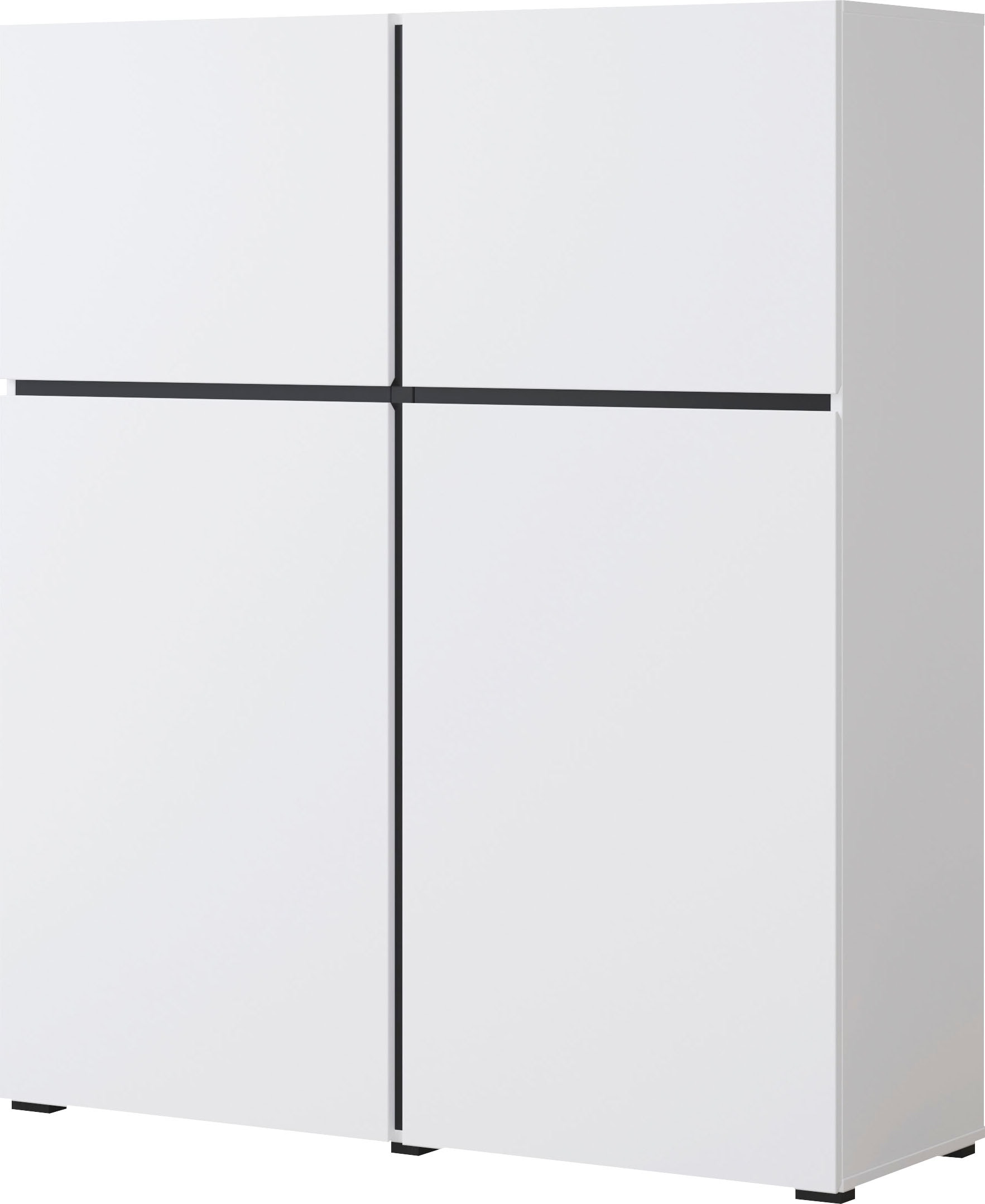 INOSIGN Highboard »Cross, moderne grifflose Hochkommode mit 4 Türen,Türkommode«, Hochschrank, Höhe 139 cm mit viel Stauraum, Einlegeböden verstellbar