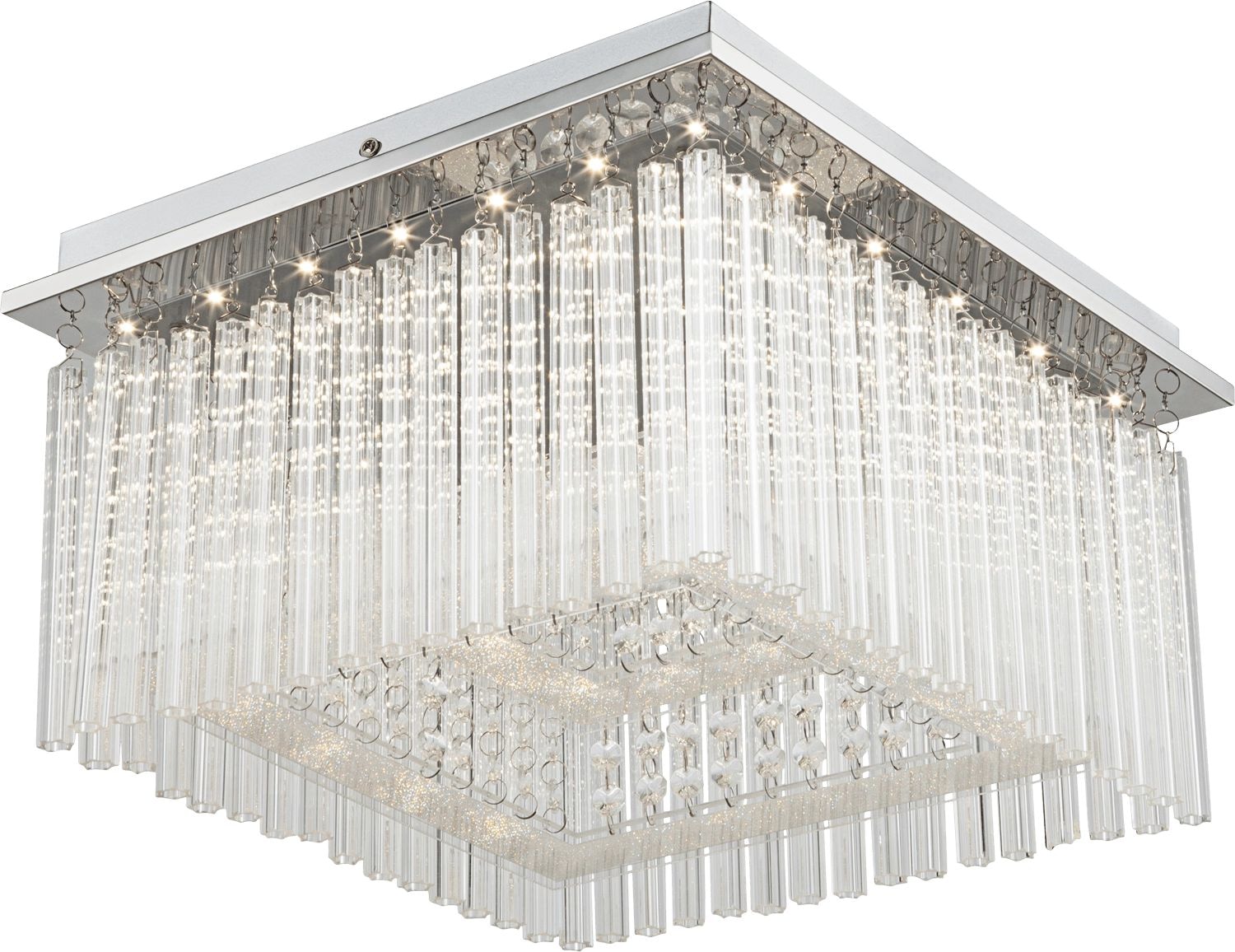 GLOBO LIGHTING LED Deckenleuchte »VINCE«, Leuchtmittel LED-Modul | LED fest integriert, Glaskristalle, Deckenlampe, Glasstäbe, Wohn und Essbereich