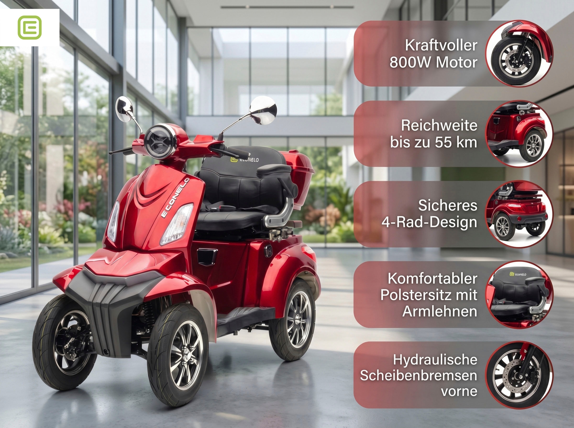 ECONELO Elektromobil »E-Seniorenmobil MAXXI 4.0, Lithium-Akku, 4-Rad, 60V, 1000 Watt« 1.000 W 25 km/h