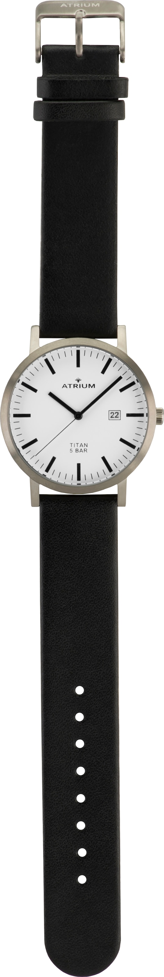 Atrium Quarzuhr, Armbanduhr, Herrenuhr, Lederarmband, analog