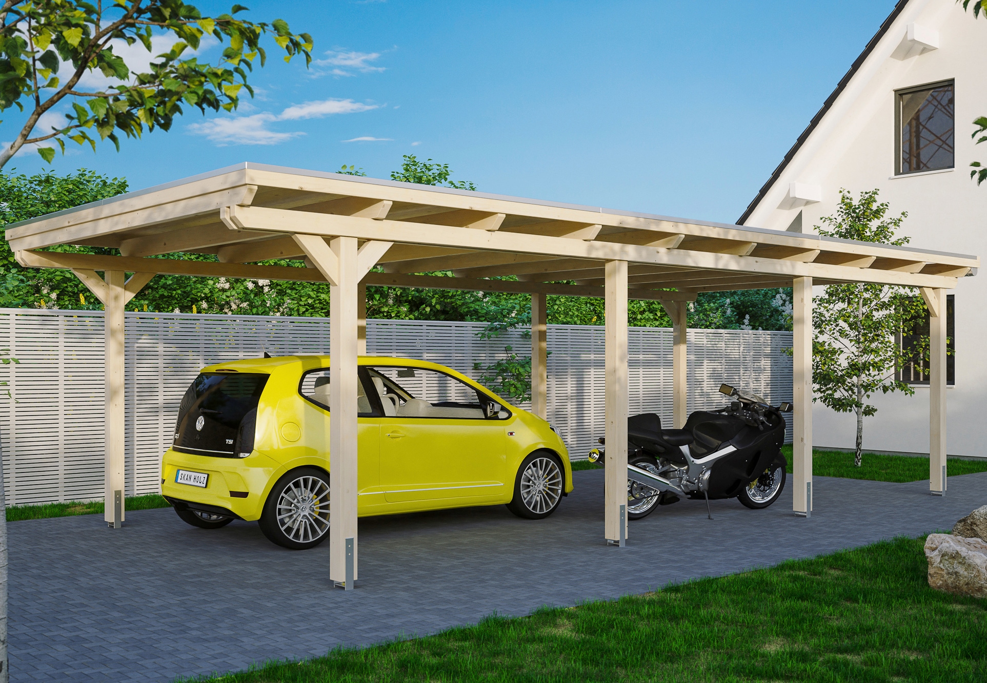 Skanholz Einzelcarport "Emsland" Leimholz 341 cm natur