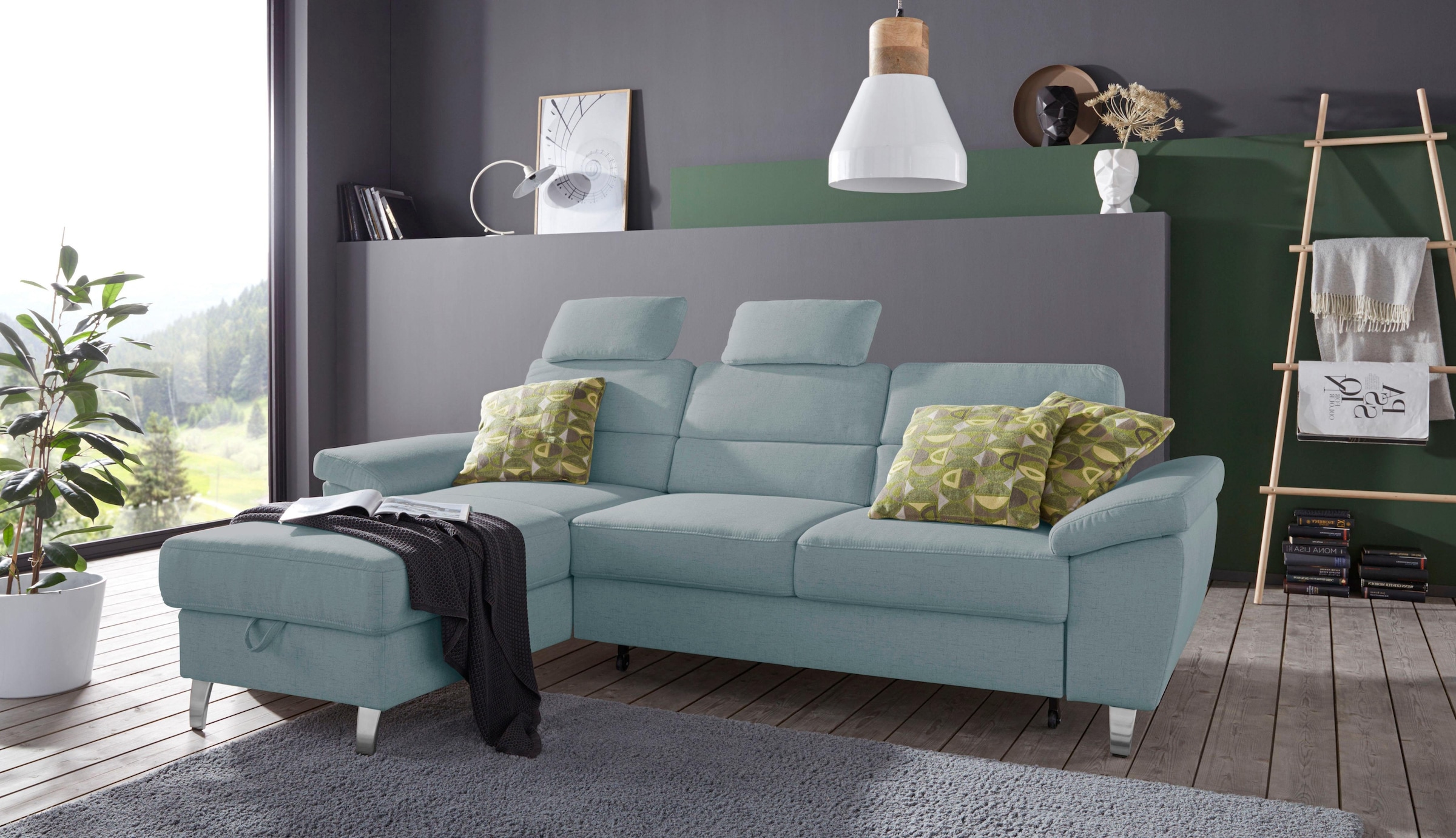 sit&more Ecksofa »Sorano L-Form«, wahlweise mit Bettfunktion und Bettkasten