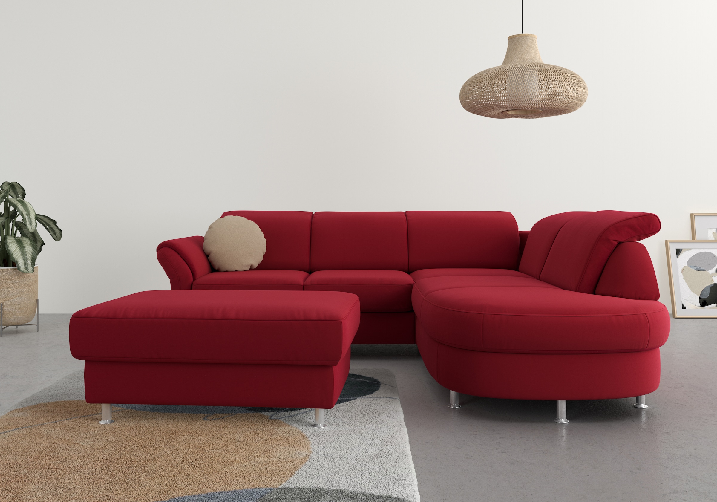 sit&more Ecksofa "Apulia L-Form" wahlweise Schlaffunktion, Bettkasten und Kopf- und Armteilverstellung