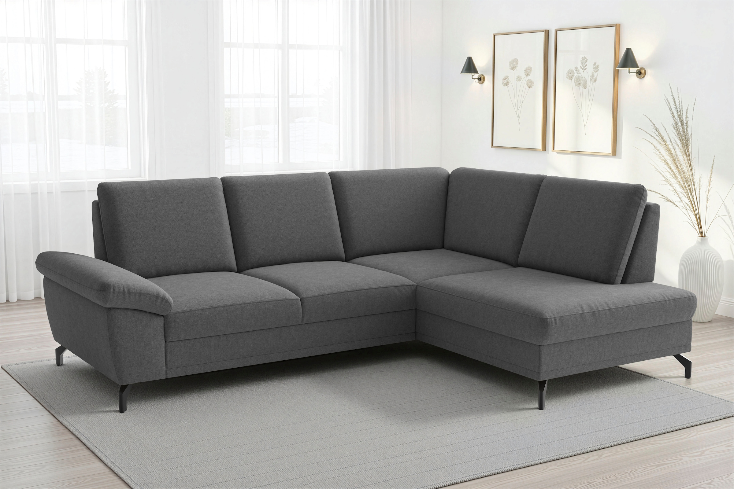 sit&more Ecksofa "Chelsea L-Form, B: 249 cm, Armteil- & Sitztiefenverstellung" optional Schlaffunktion und Bettkasten