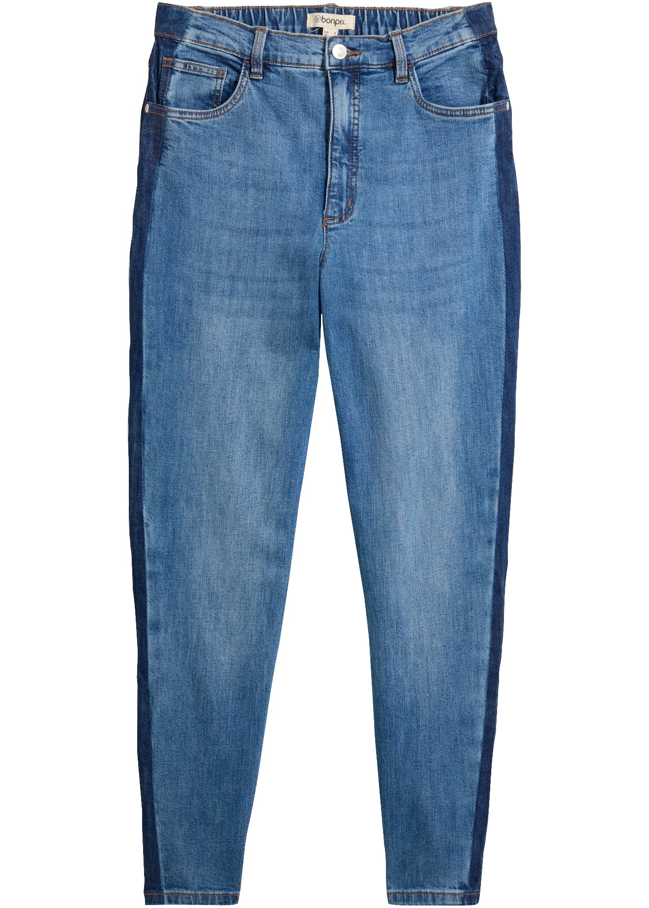 bonprix Mom-Jeans High Waist-Bund, Cropped-Länge, Loose Fit, aus Baumwolle und Elasthan