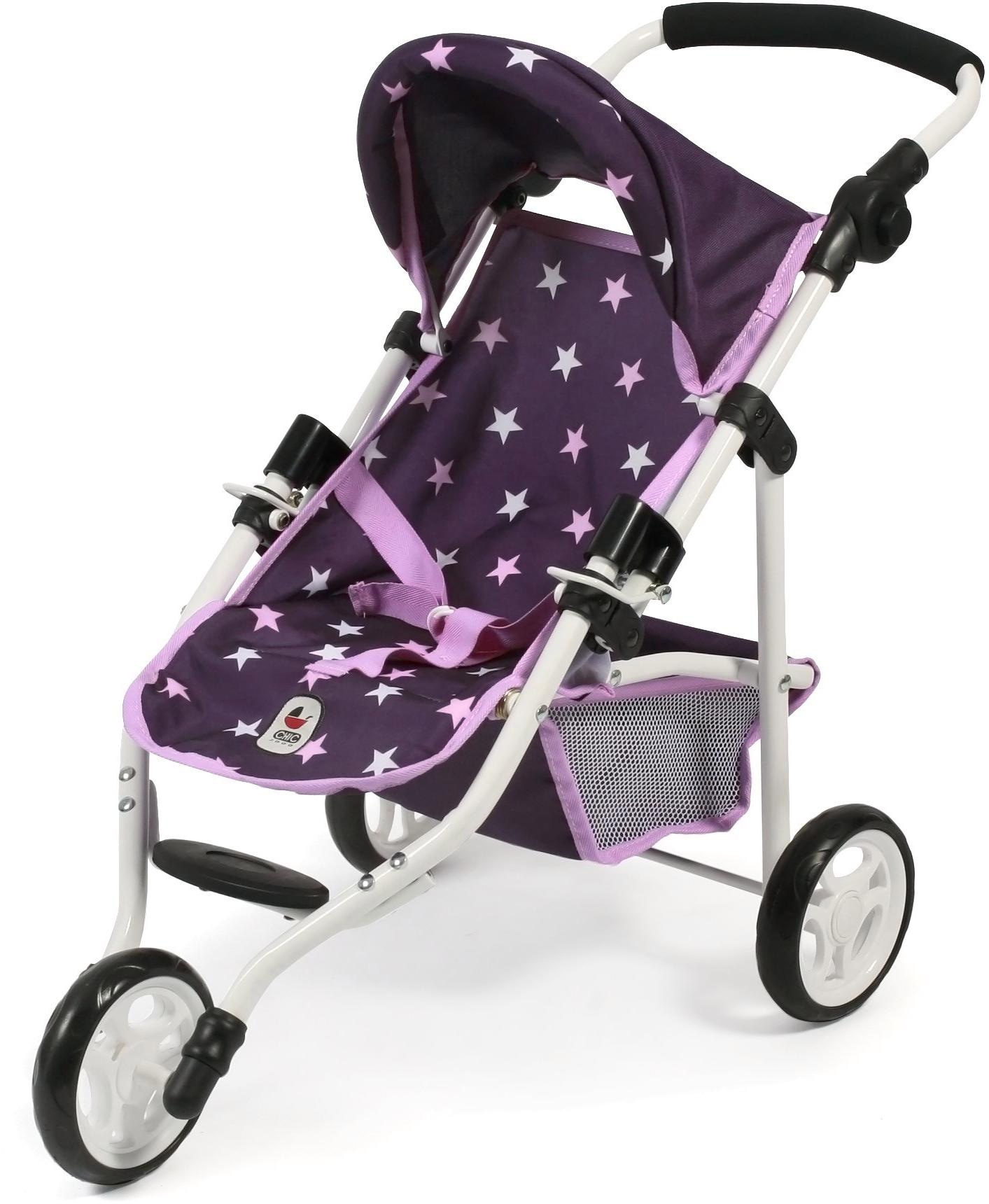 Puppenbuggy »Jogging-Buggy Lola, Stars Lila«, mit klappbarem Verdeck