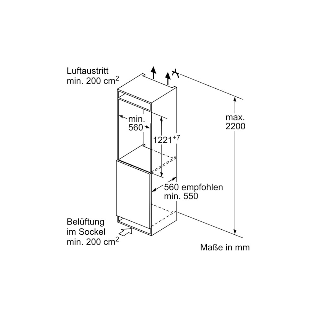 NEFF Einbaukühlschrank »KI2423DD1«, KI2423DD1, 122,1 cm hoch, 56 cm breit