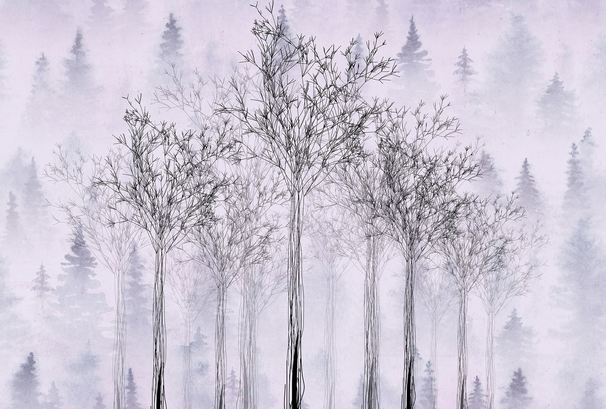 Architects Paper Fototapete "Atelier 47 Trees Artwork 2" Wald glatt Vlies, Wand, Schräge, Decke