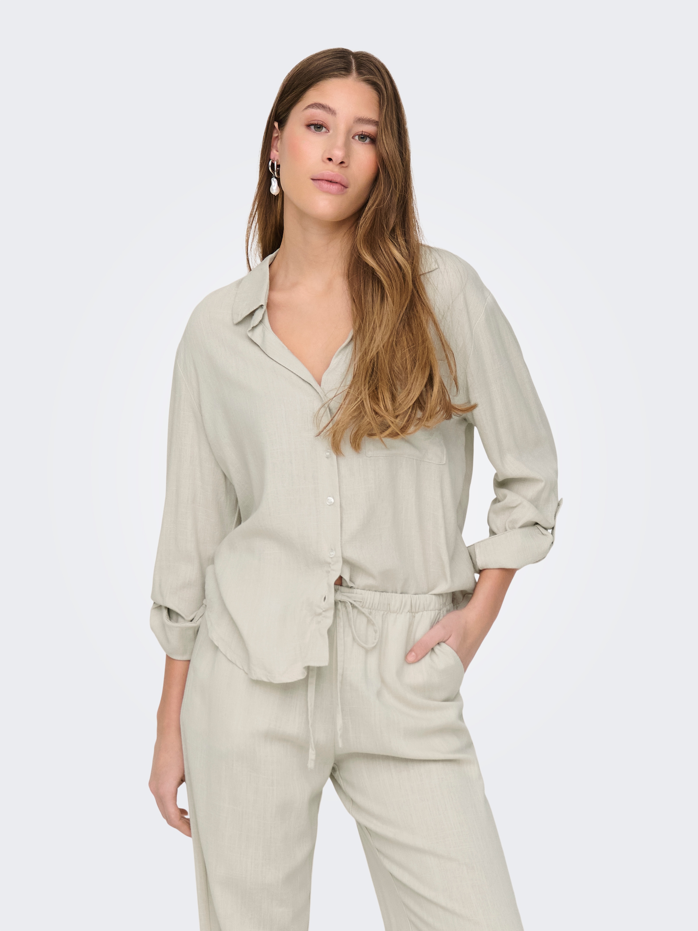 JDY "JDYCAYA LINEN LOOSE L/S SHIRT WVN DIA" mit Leinen