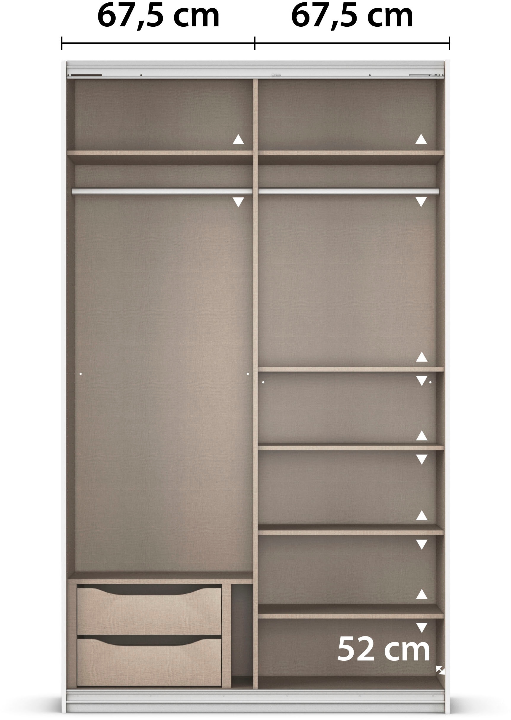 INOSIGN BY RAUCH Schwebetürenschrank »Kleiderschrank Schrank Garderobe Schlafzimmerschrank THANOS«, (in 3 verschiedenen Ausstattungen BASIC/CLASSIC/PREMIUM), Optional mit Spiegel, Metall-Griffleisten alufarben MADE IN GERMANY