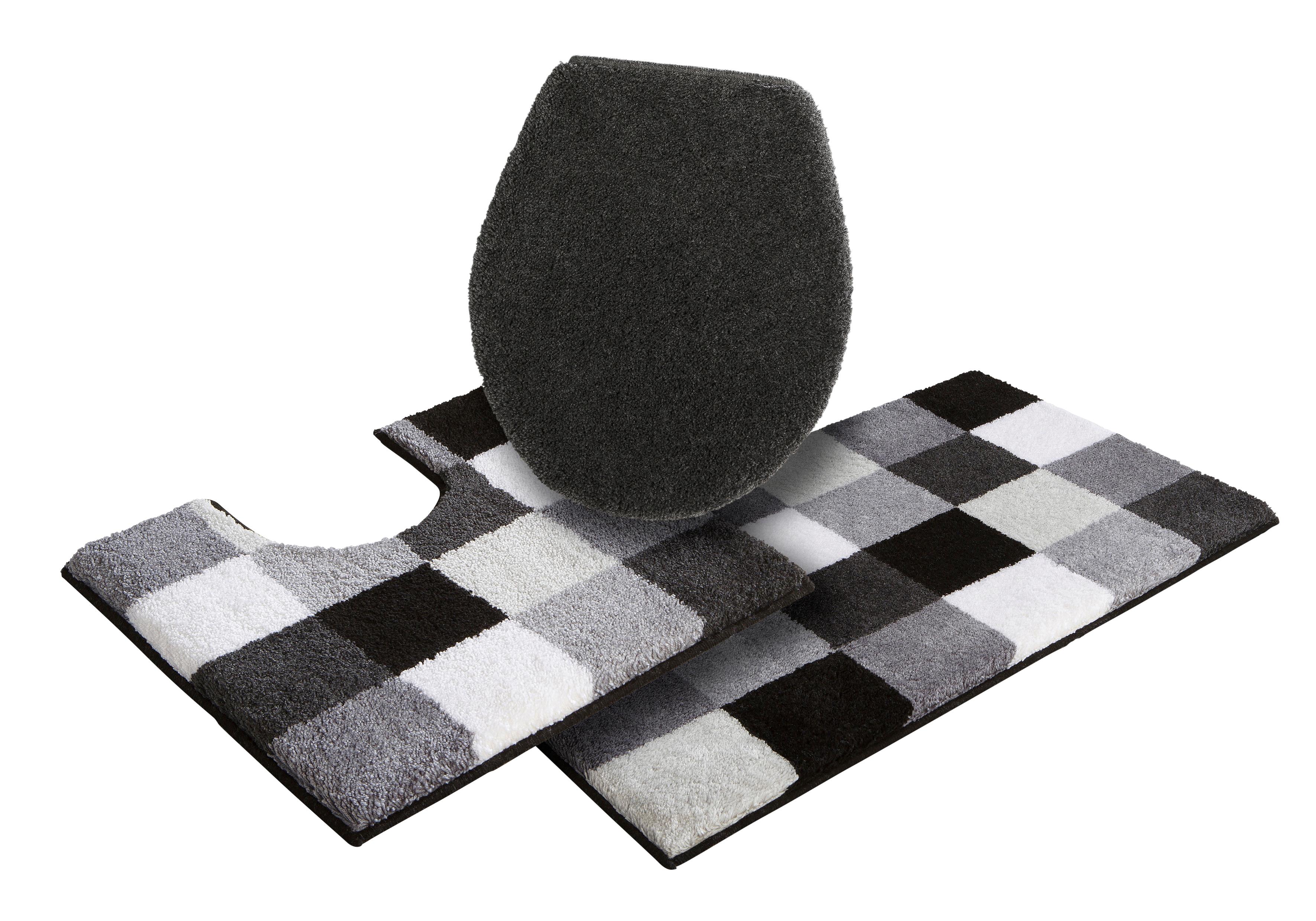 Grund Badematte "Mosaik, Badvorleger, Badezimmer Teppich, sehr weich" Höhe 20 mm rutschhemmend beschichtet fußbodenheizungsgeeignet angenehm weich, auch als 3 teiliges Set erhältlich, Made in Europe