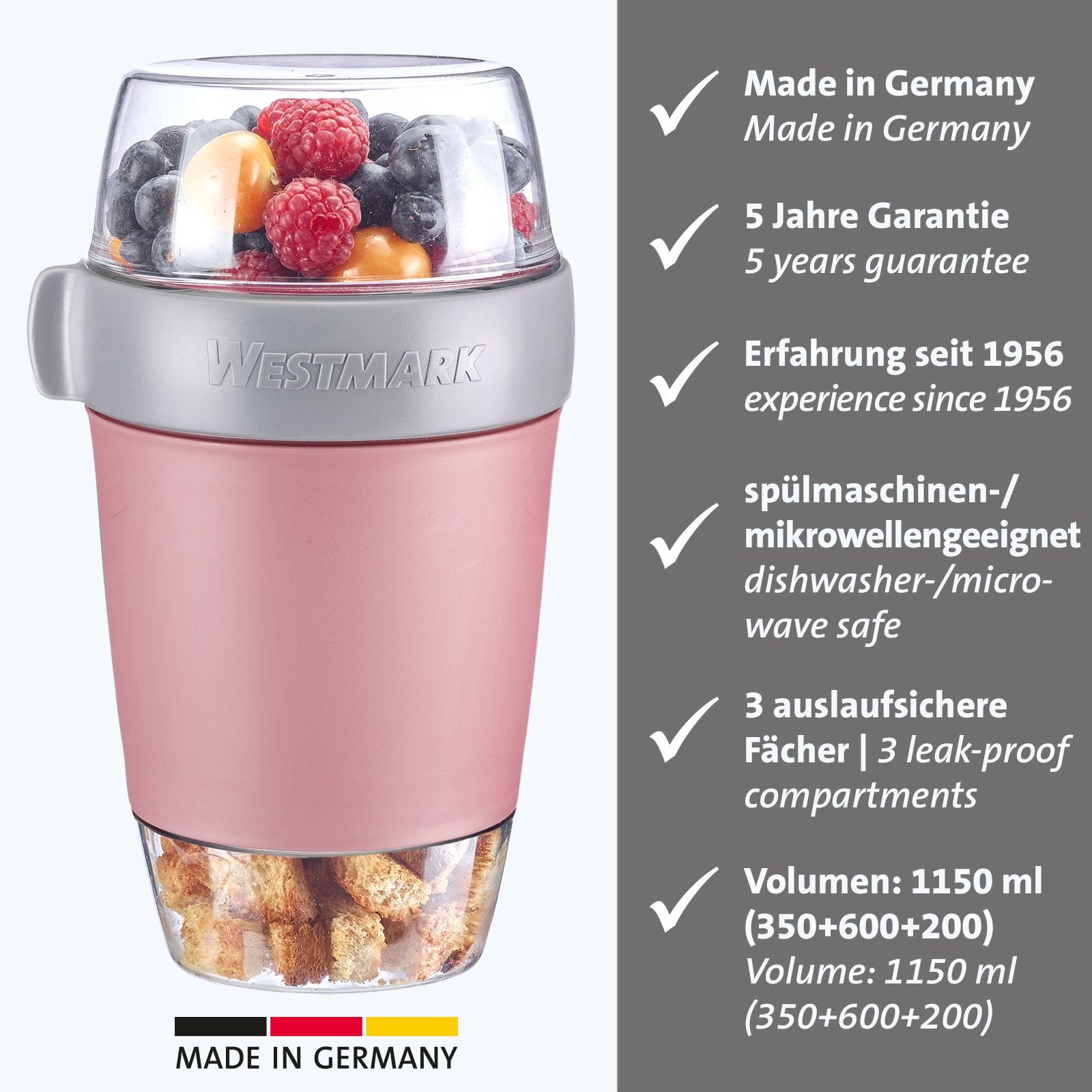 WESTMARK Mehrwegbecher, (1 tlg.), Lunchpot, 1150 ml, Made in Germany
