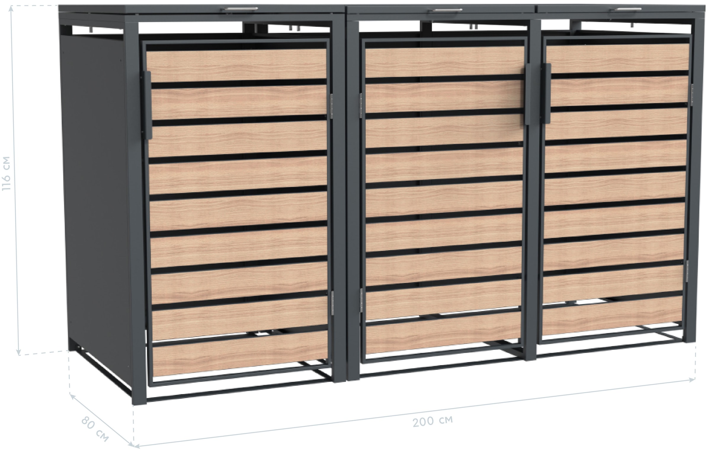 WESTMANN Mülltonnenbox »Lacina«, Platz für 3 Mülltonnen je 240 L, BxHxT: 200x80x116 cm