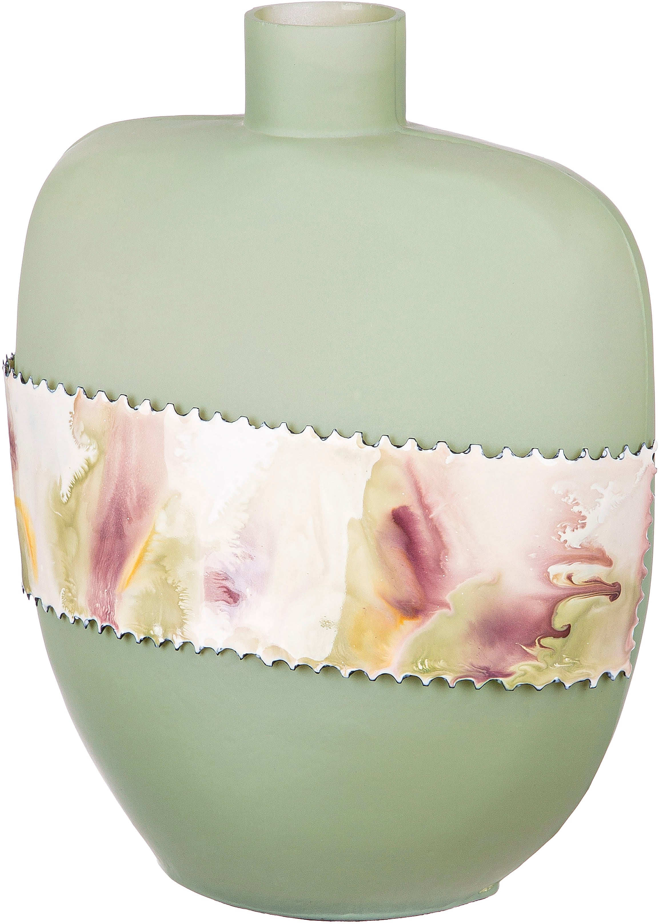 GILDE Tischvase "Vase Imperial, bauchig" aus Aluminium und Glas, wasserdicht, Tiefe 12 cm