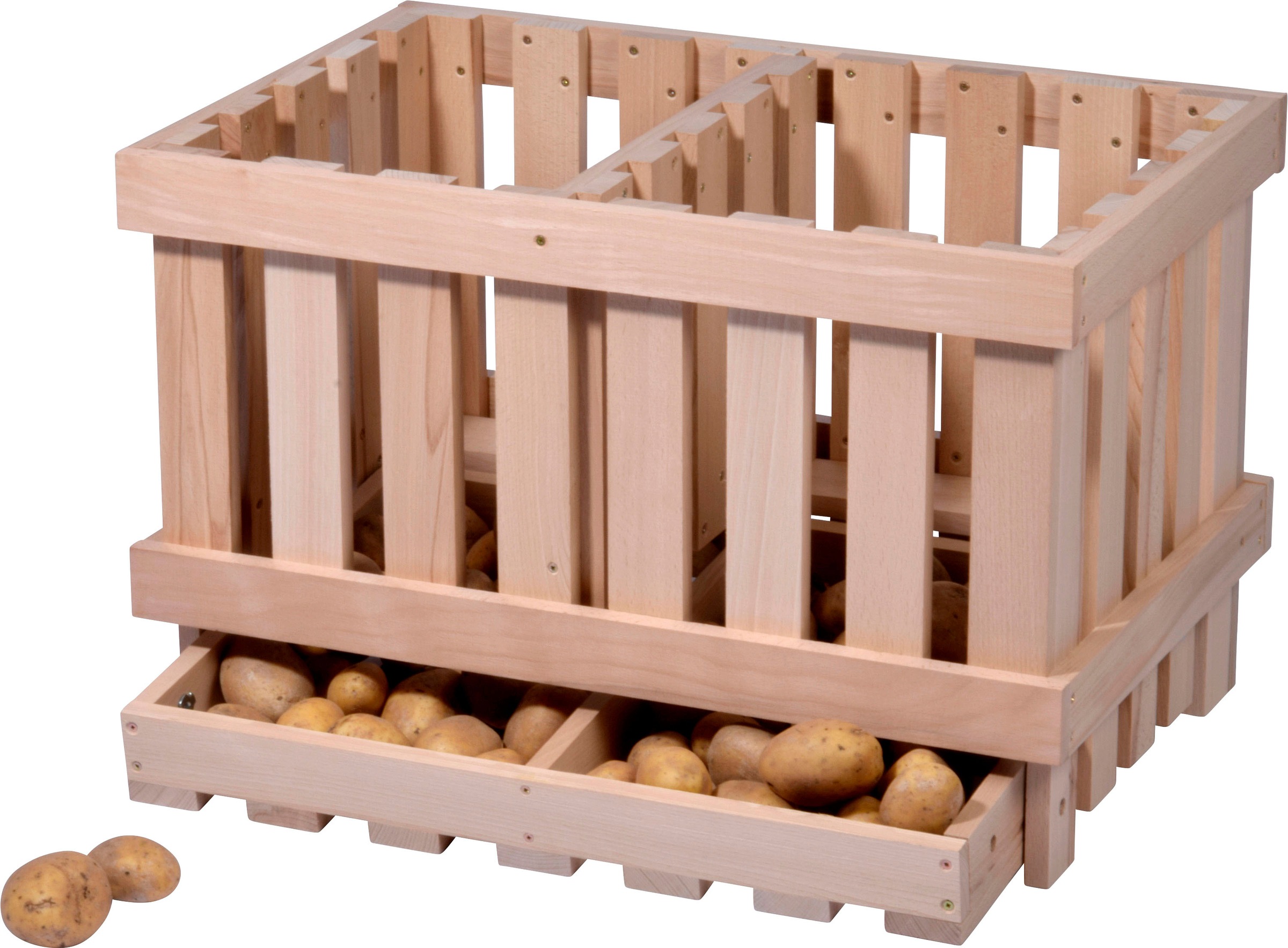 Thumbnail - dobar Holzkiste Vorratsbehälter aus Holz mit 2 Abteilungen