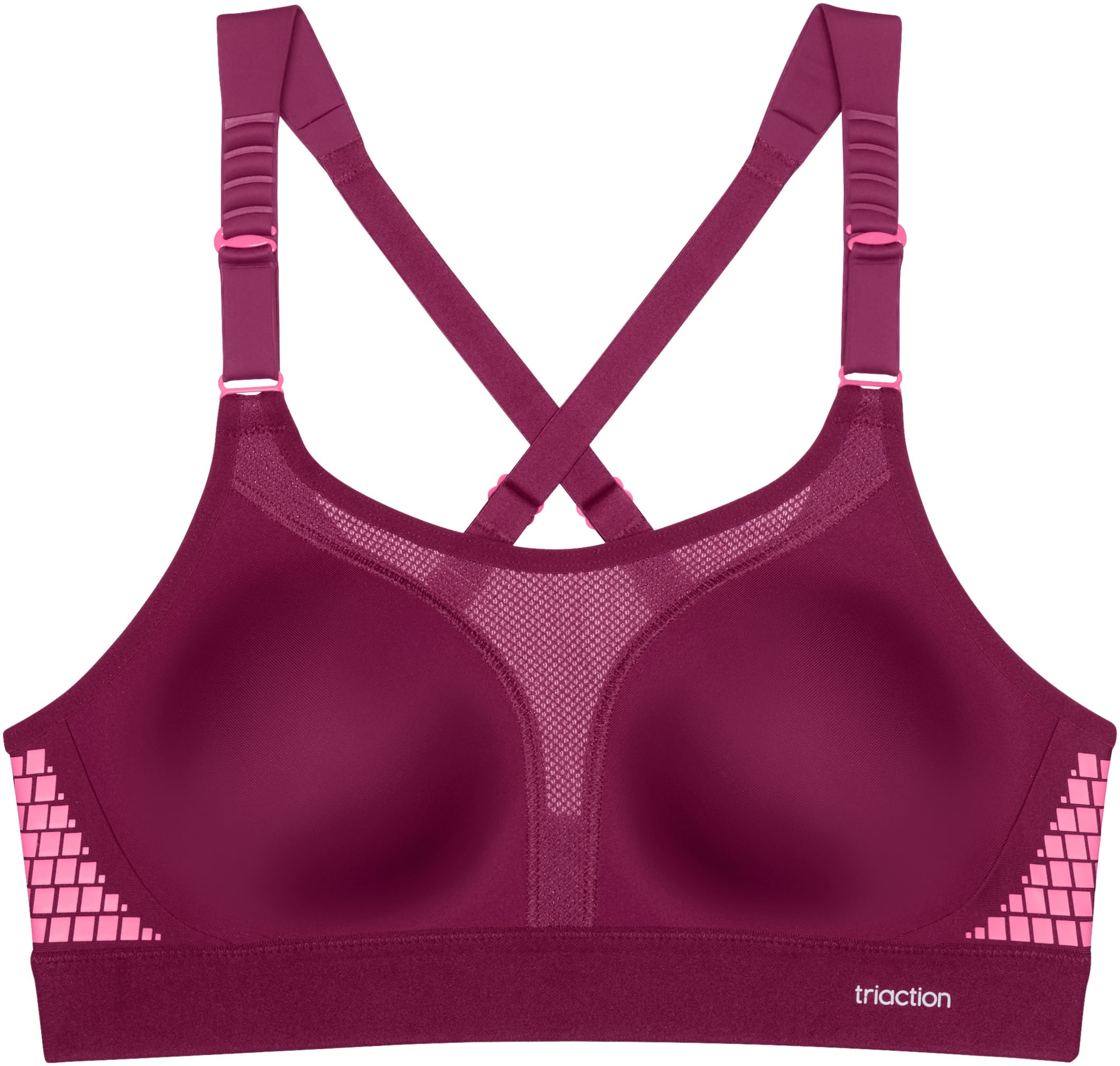 Sport-BH TRIACTION BY TRIUMPH "Triaction Extreme Lite N EX", Damen, Gr. 75, Cup B, schwarz wine, Single Jersey, Obermaterial: 79% Polyamid, 21% Elasthan, BHs Sport-BH, atmungsaktiv und extremer Halt 2