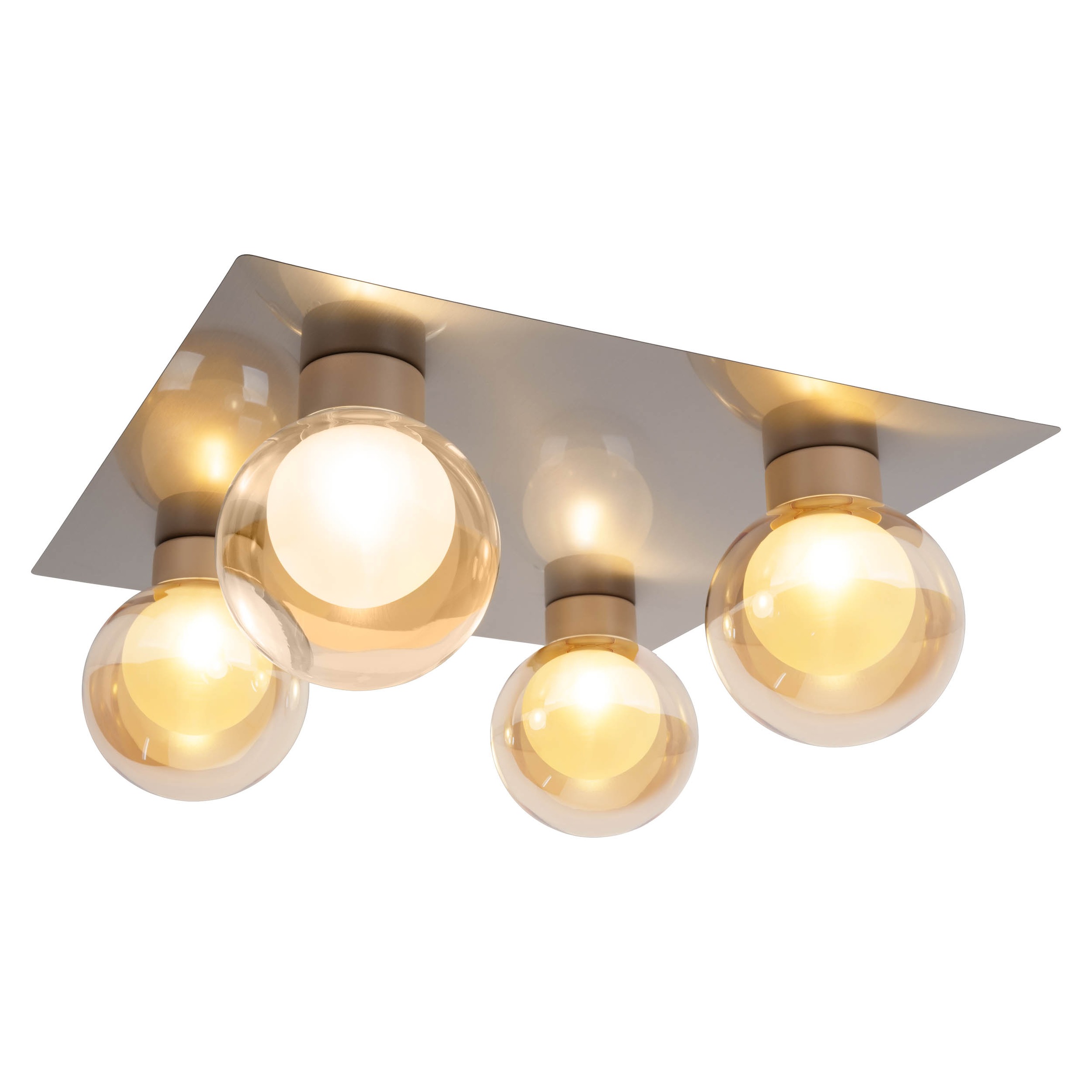 näve Deckenleuchte »Donika« G9 1 Stk. Glasschirme in amber, exkl. G9, Baldachin stahl-blank