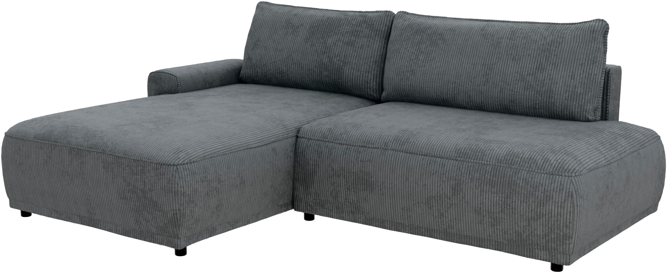 TRENDMANUFAKTUR Ecksofa »Fordon II, Schlafsofa mit Bettkasten, Couch in L-Form, Breite 250 cm«, in Cordstoff HYPER, dunkelgrau, Armlehne links