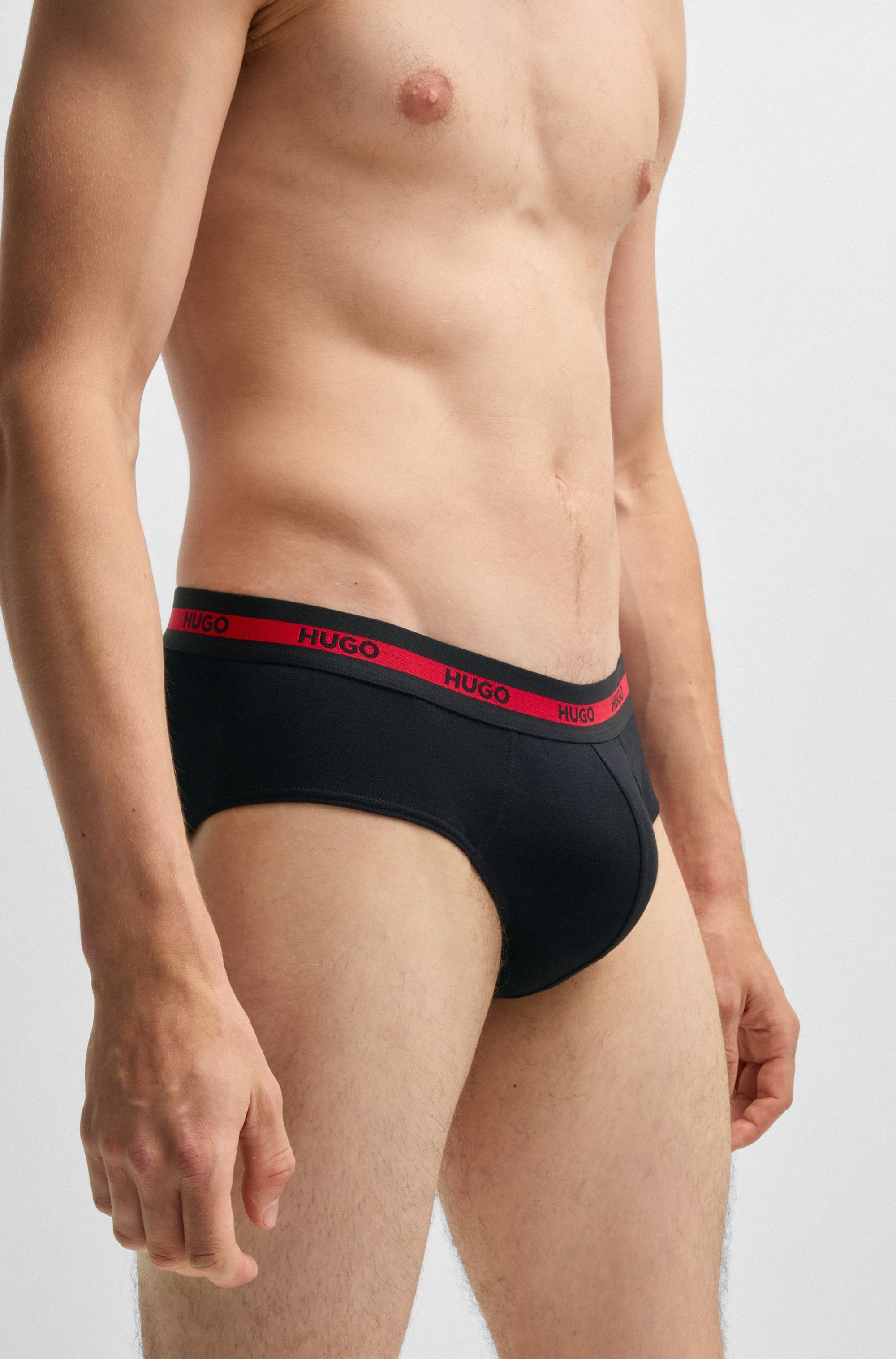 HUGO Underwear Slip, (Packung, 3 St., Im Dreierpack), mit Kontraststreifen und Logoschriftzügen auf dem Bund