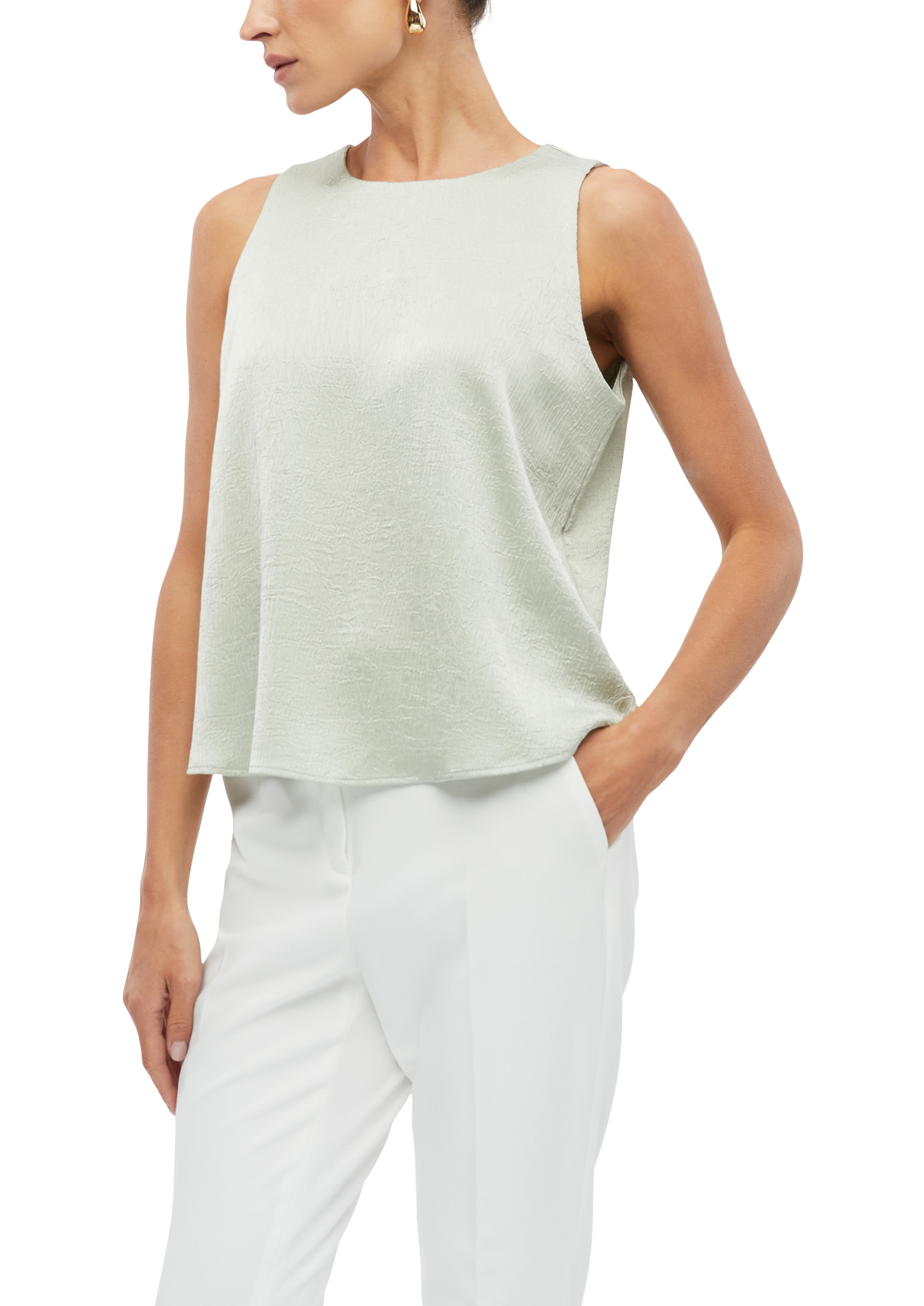 s.Oliver BLACK LABEL Blusentop Sommerbluse / Ärmellos mit feiner glänzender Struktur