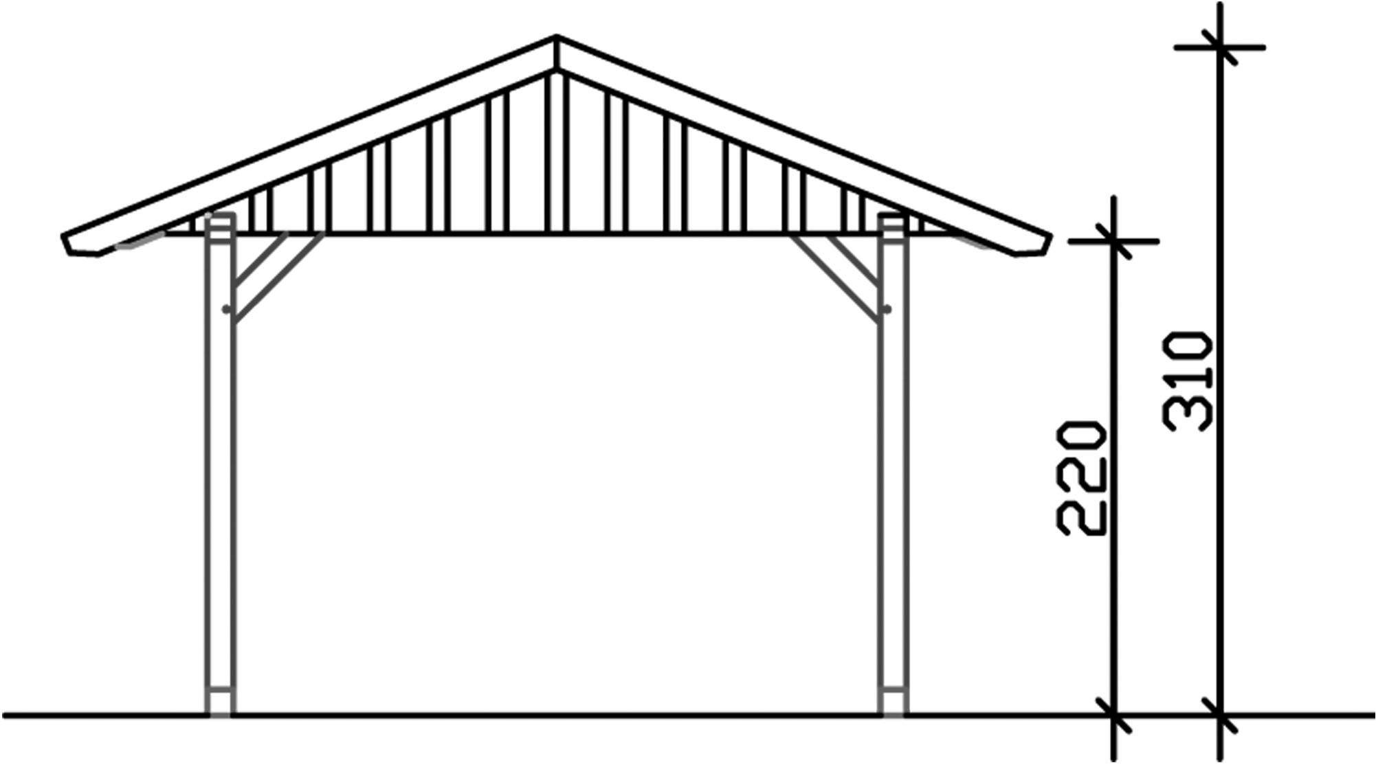 Skanholz Einzelcarport »Schwarzwald«, KVH-Fichte, 300 cm, Natur, mit Dachlattung