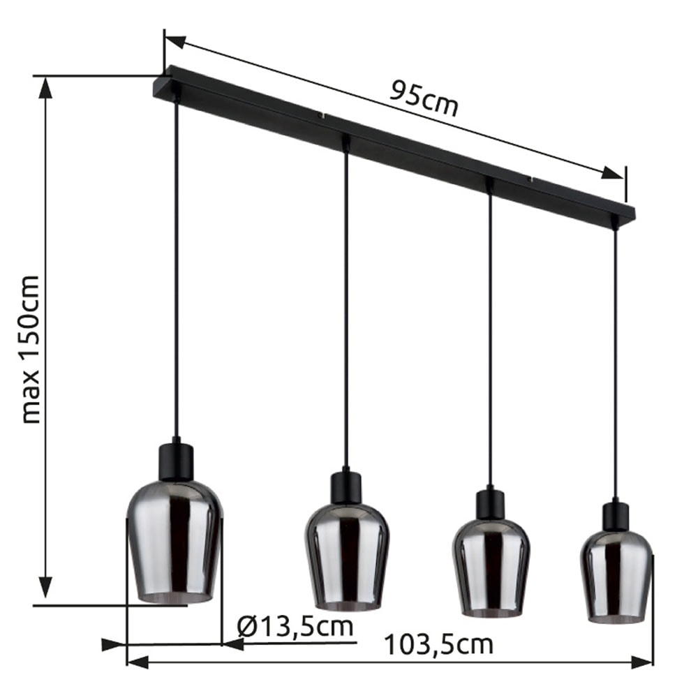 GLOBO LIGHTING Hängeleuchte »RYAN«, Leuchtmittel E27 | ohne Leuchtmittel, Hängelampe/Pendelleuchte/Esszimmer/Wohnzimmer/Esstisch