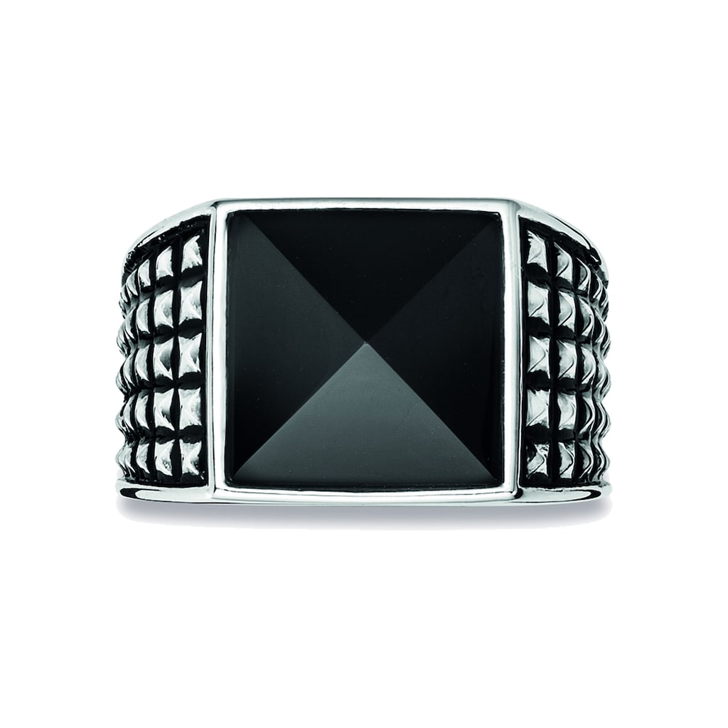 CAÏ Fingerring »925/- Sterling Silber rhodiniert poliert Onyx«