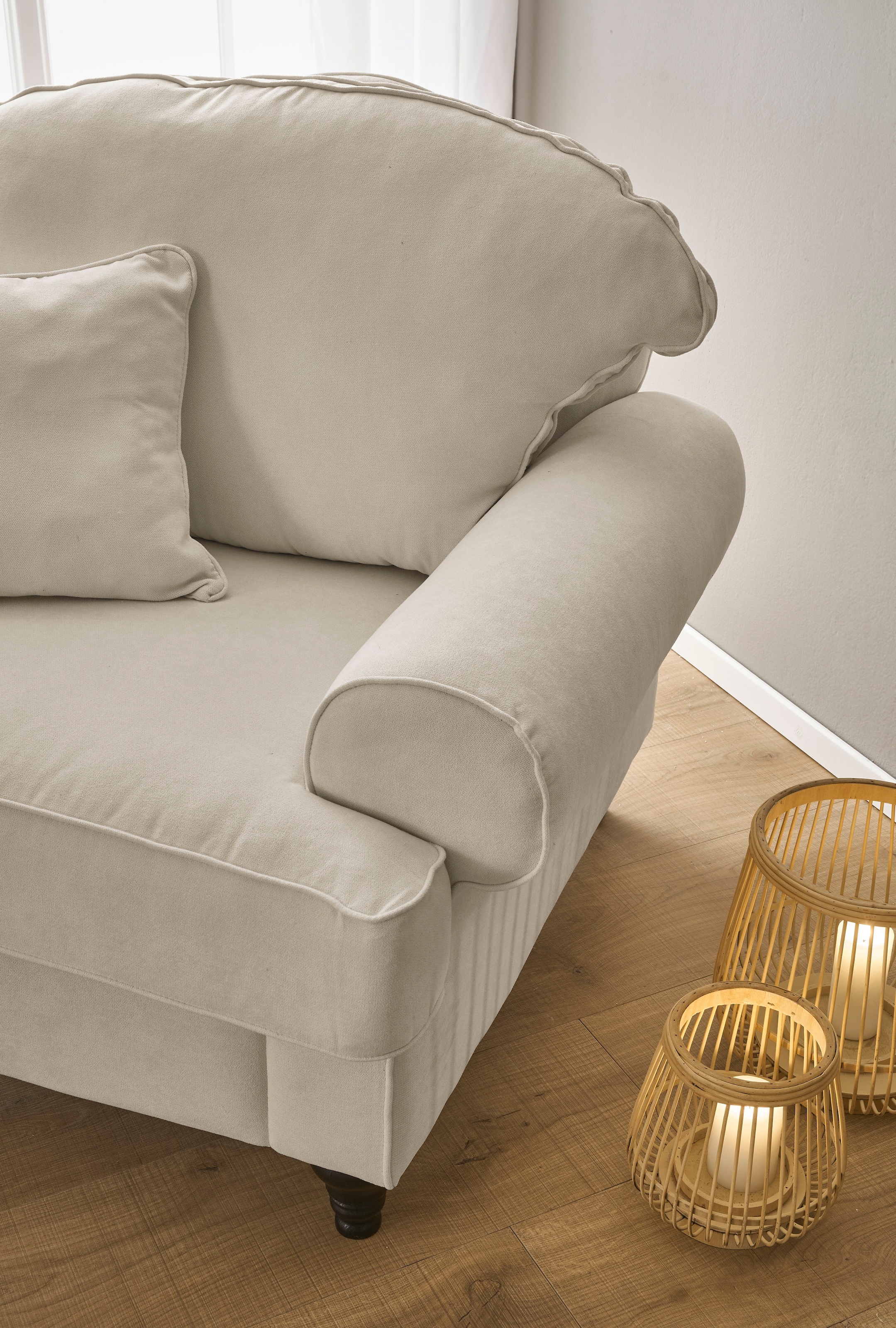 OTTO home Sessel »Westminster, Set in hochwertigem Microfaserbezug, 5 Farben verfügbar« Set, 1Sessel, 1 Hocker, 2 Stk. tlg. Enthält Sessel & Hocker, Federkern-Polsterung, gedrechselter Fuß