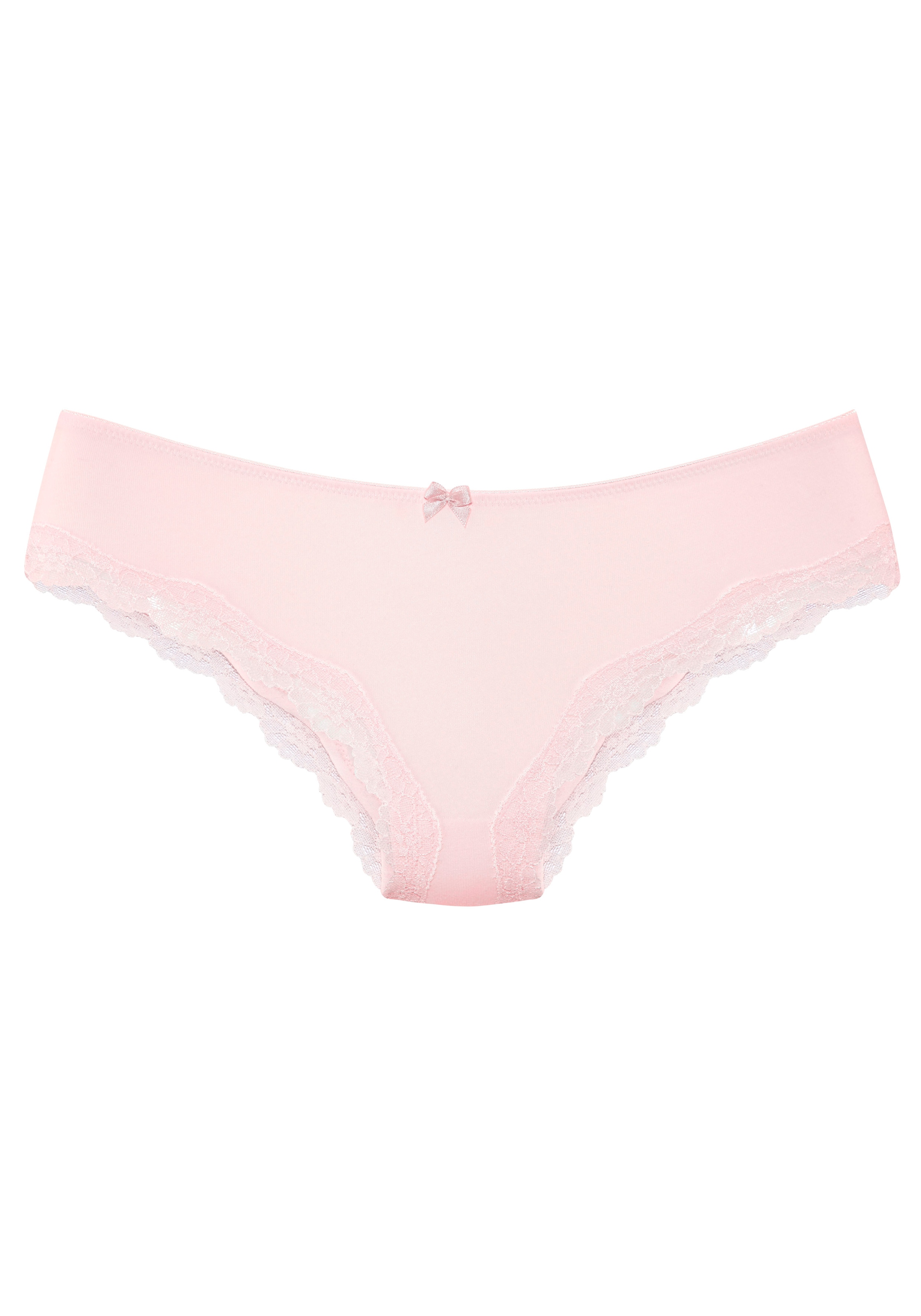 LASCANA Slip 3er-Pack,  aus elastischer Baumwolle mit zarter Spitze