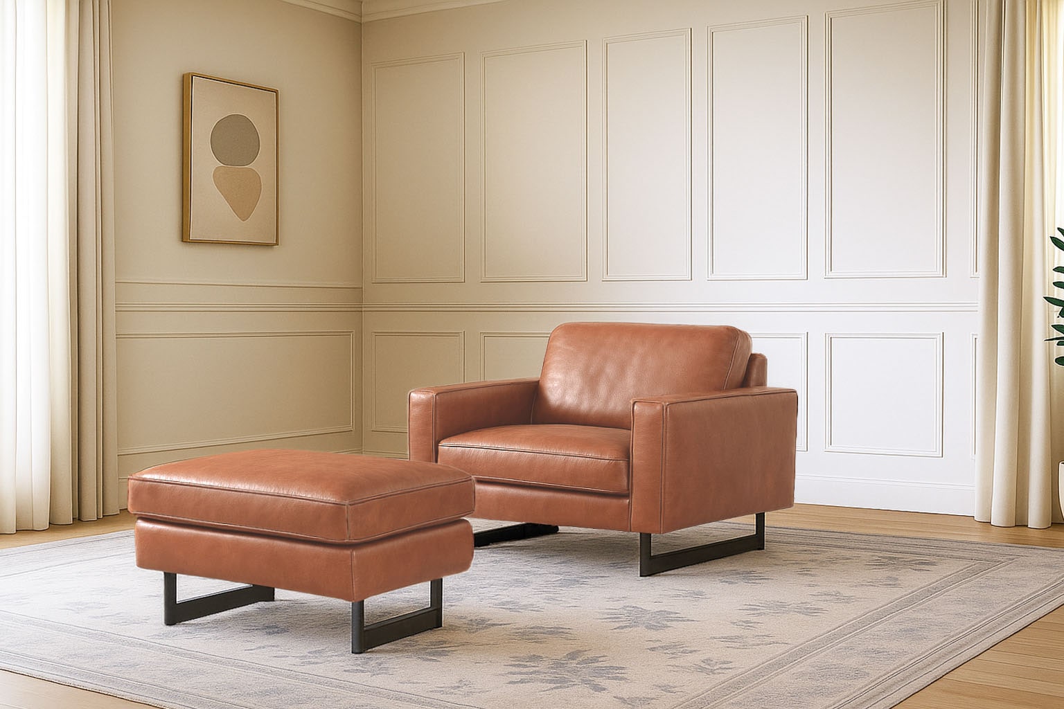 Places of Style Loveseat »Pinto 105 cm, Cord, Chenille, Lederoptik«, mit Keder, Metallfüßen und auch in Cord Bezug erhältlich
