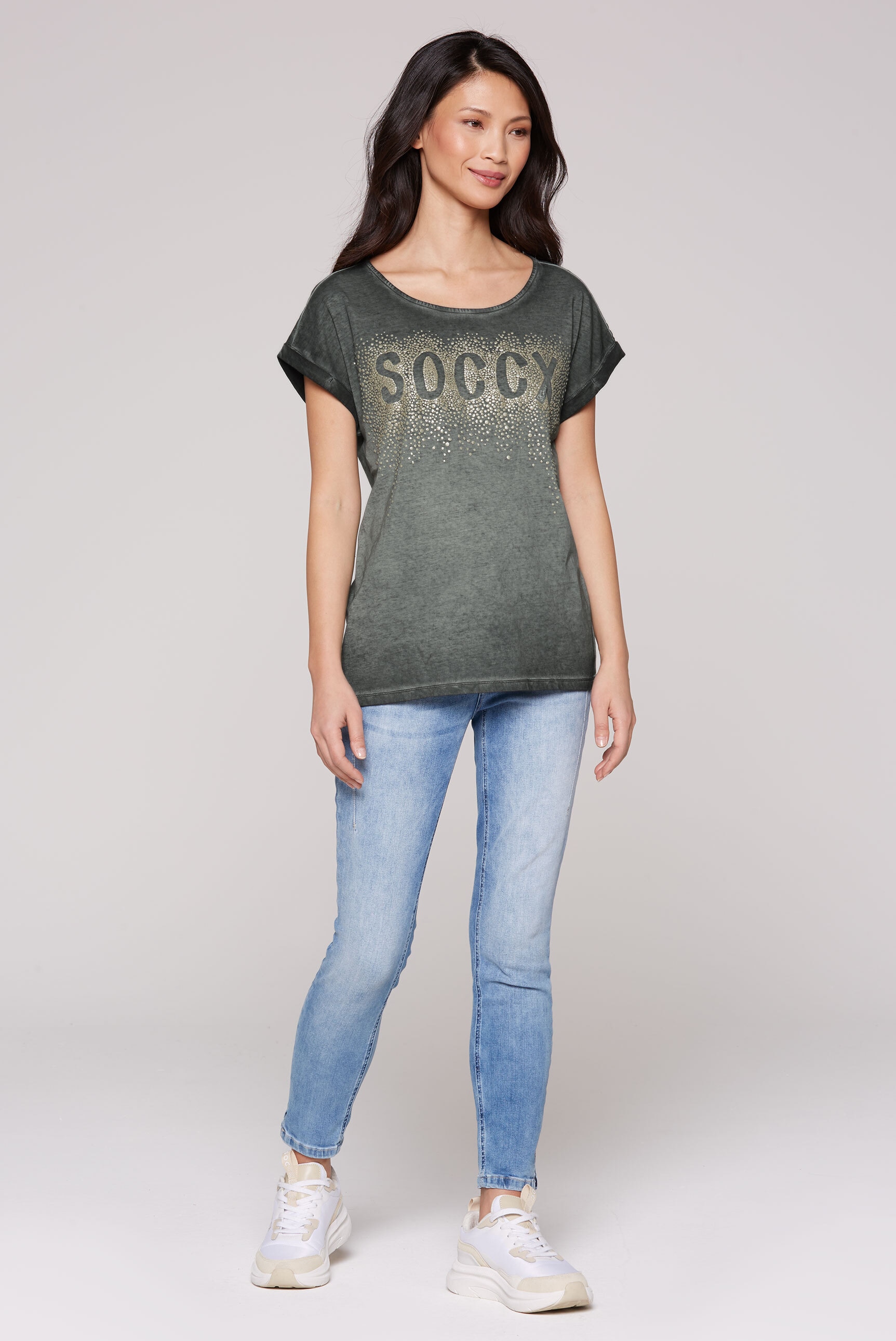 SOCCX Rundhalsshirt, mit überschnittenen Schultern
