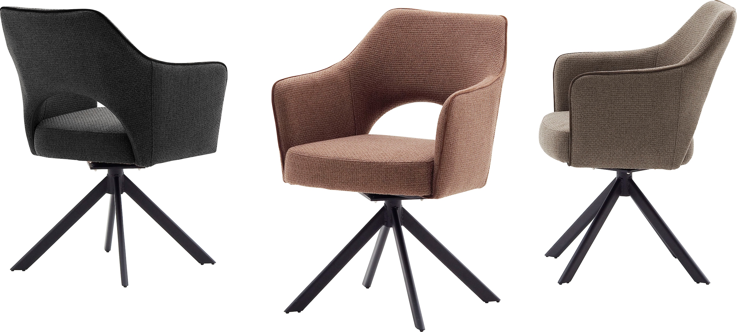 MCA furniture 4-Fußstuhl »Tonala«, (Set), 2 St., Velourstoff grob, (2er-Set), 180° drehbar, Belastbarkeit 120 kg, Sitzhöhe ca. 49 cm