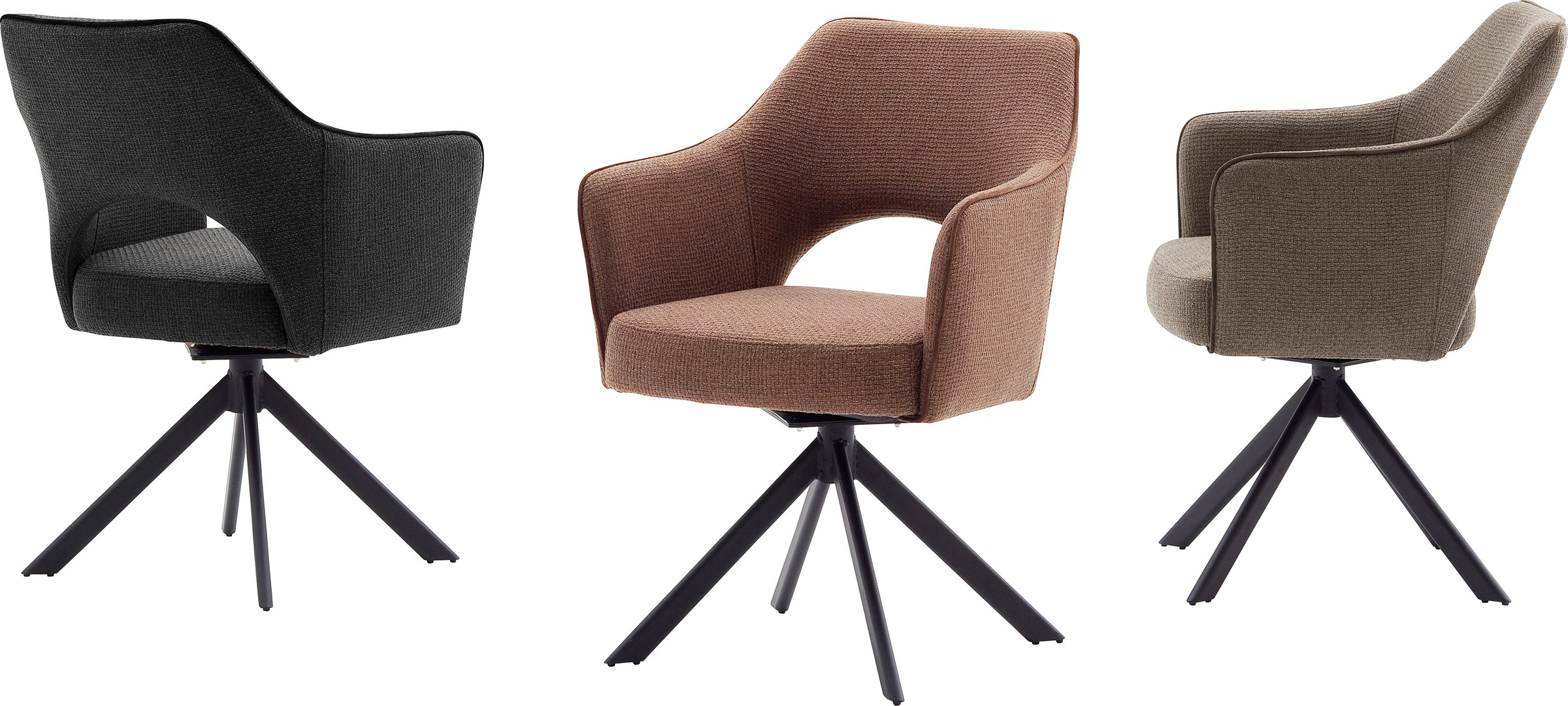 Thumbnail - MCA furniture 4-Fußstuhl "Tonala" (Set) 2 Stk. Velourstoff grob (2er-Set), 180 drehbar, Belastbarkeit 120 kg, Sitzhöhe c...