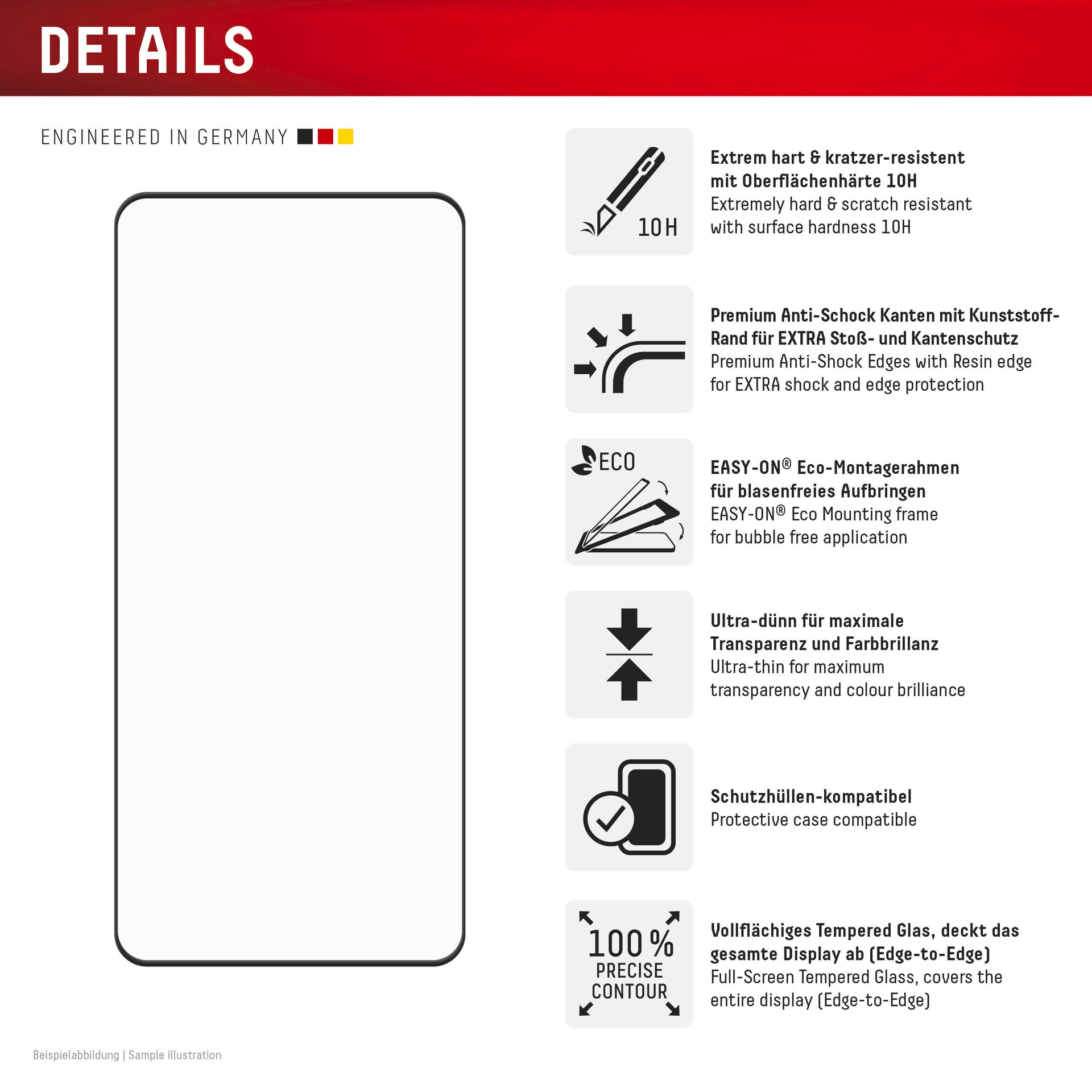Displex Displayschutzglas »Premium Glass Screen Protector (Full Cover)«, für Xiaomi Redmi Note 13 Pro+-Xiaomi Redmi Note 14 Pro-Xiaomi Redmi Note 14 Pro+, Displayschutzfolie, Schutzfolie, Bildschirmschutz, kratz- & stoßfest