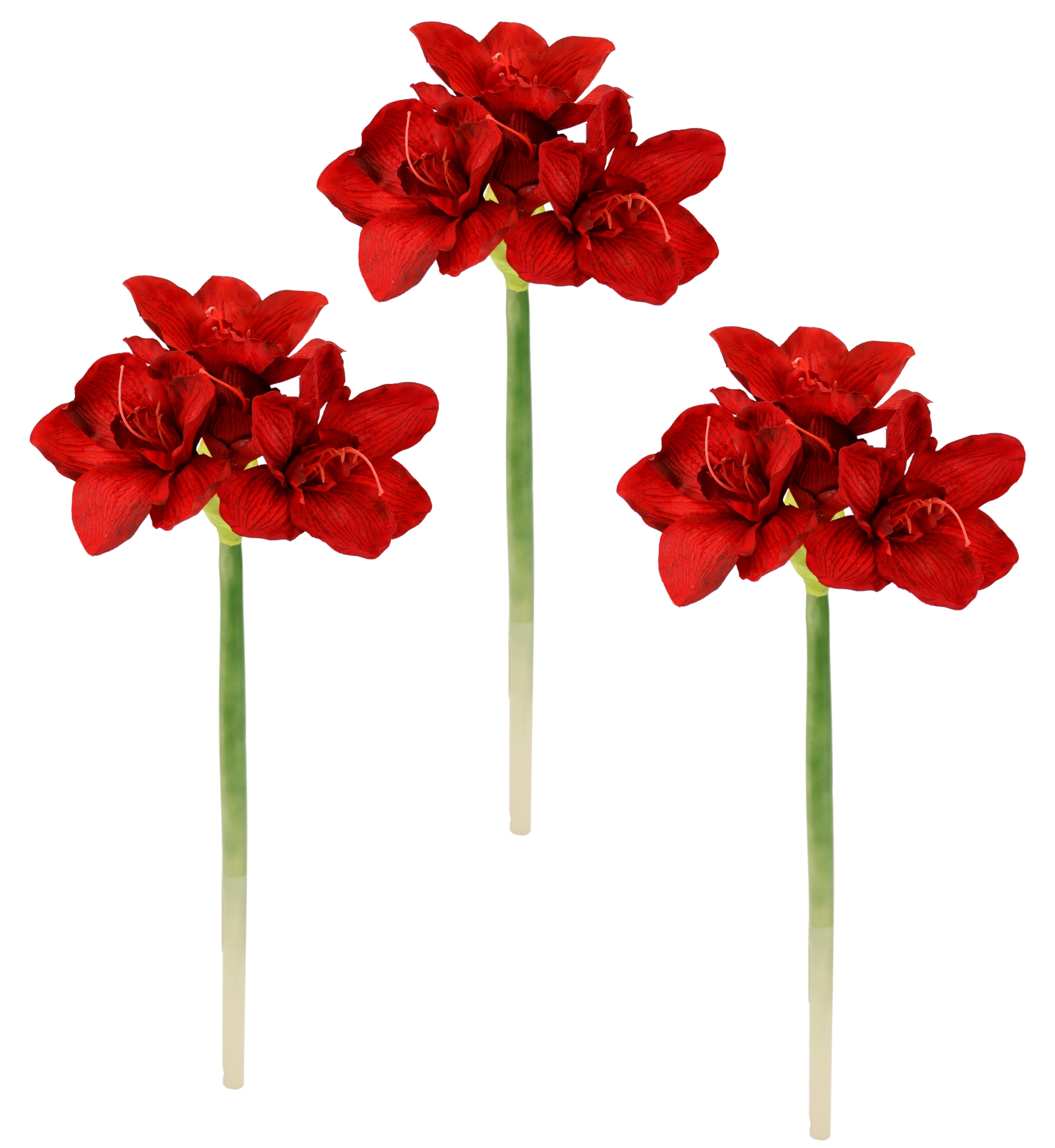 I.GE.A. Kunstblume "Amaryllis künstlich" 3er Set Seidenblume Weihnachtsdeko Weihnachtsblume Blumen Zweig
